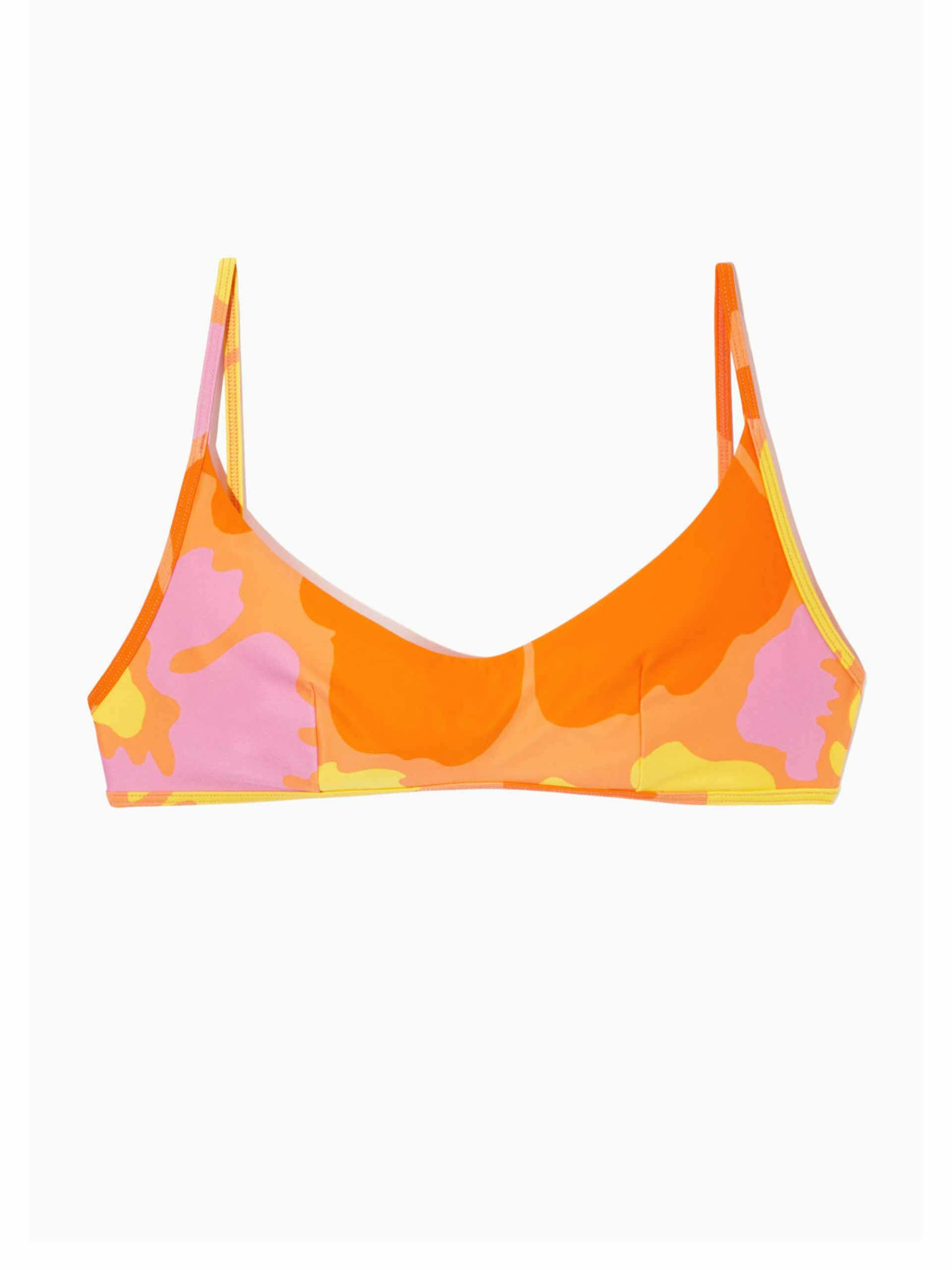 Orange print bikini top