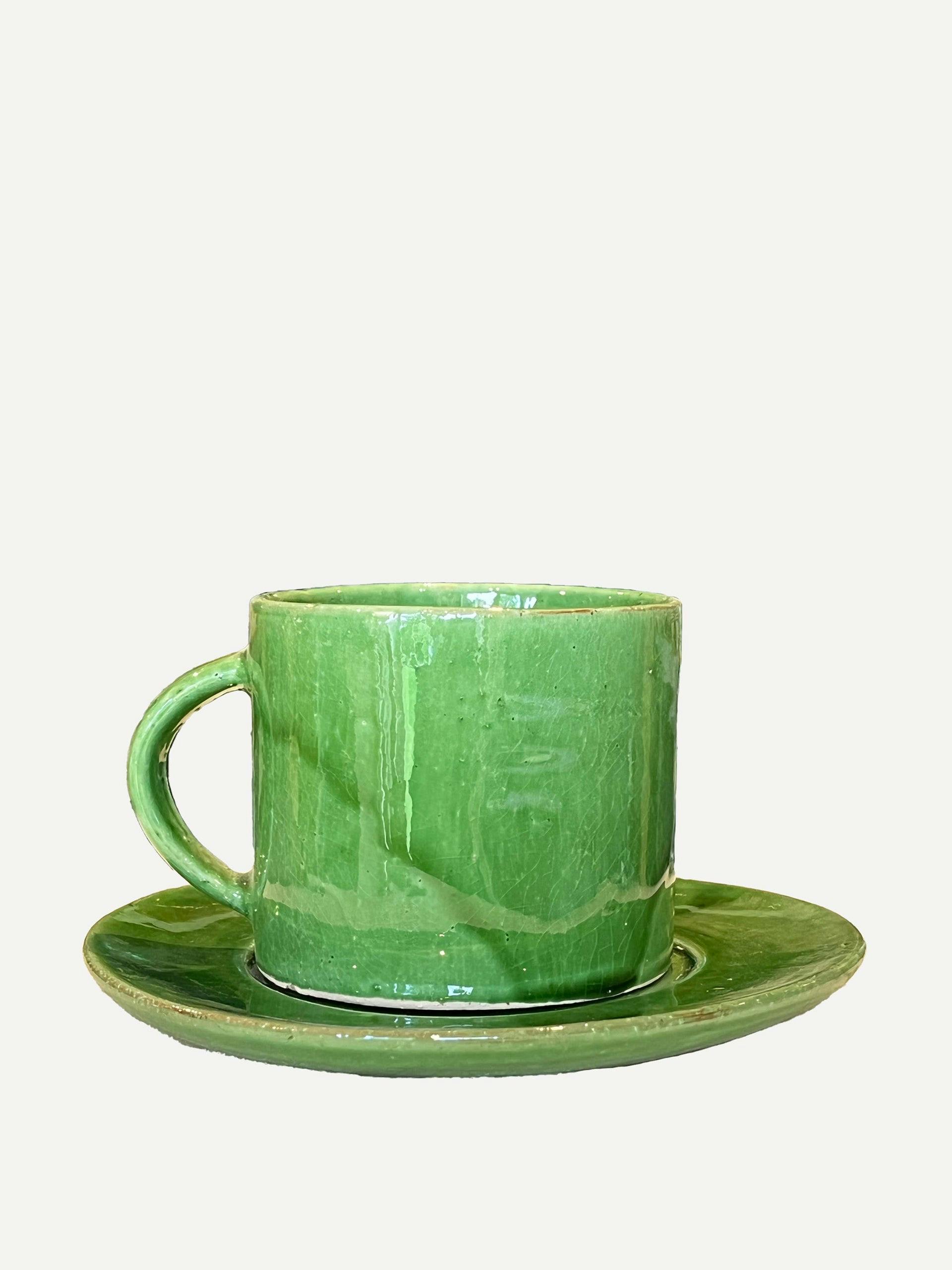 Large green cup and saucer