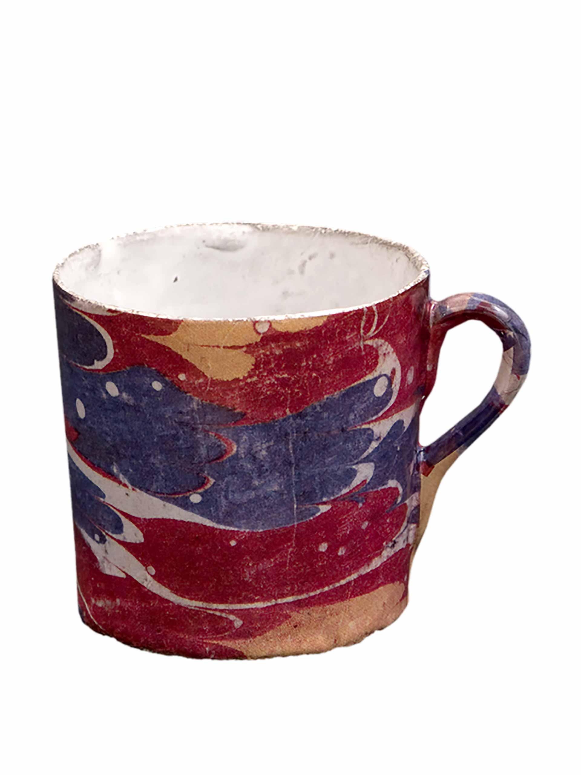 Blue and red marble pattern mug