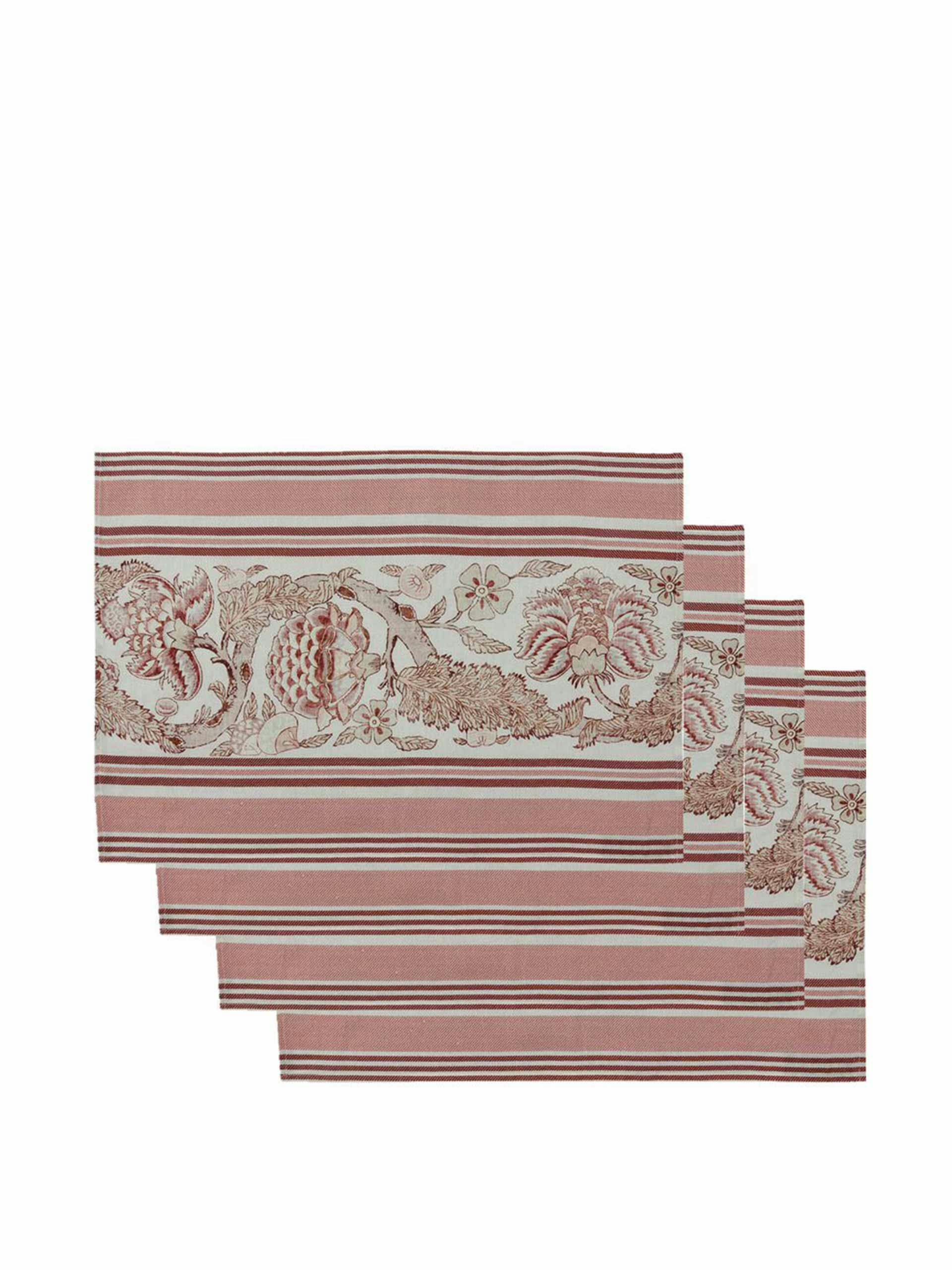 Striped floral placemats set of 4