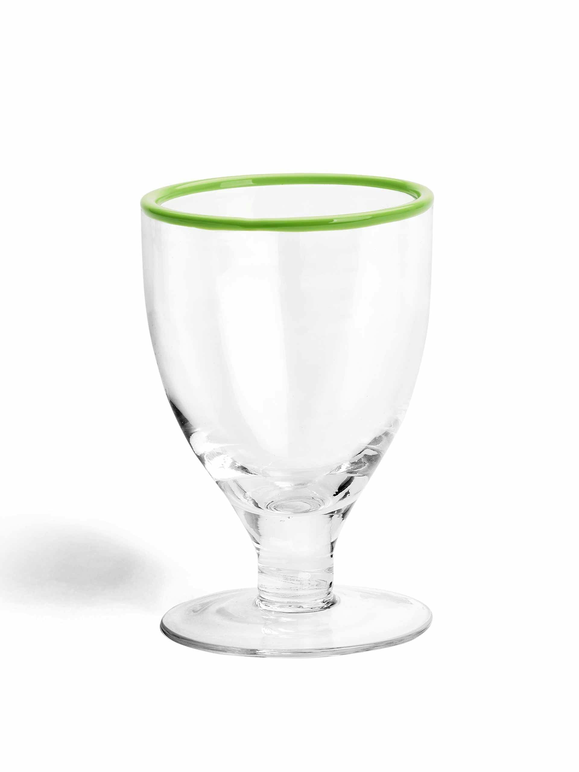 Idbury green rim wine glass