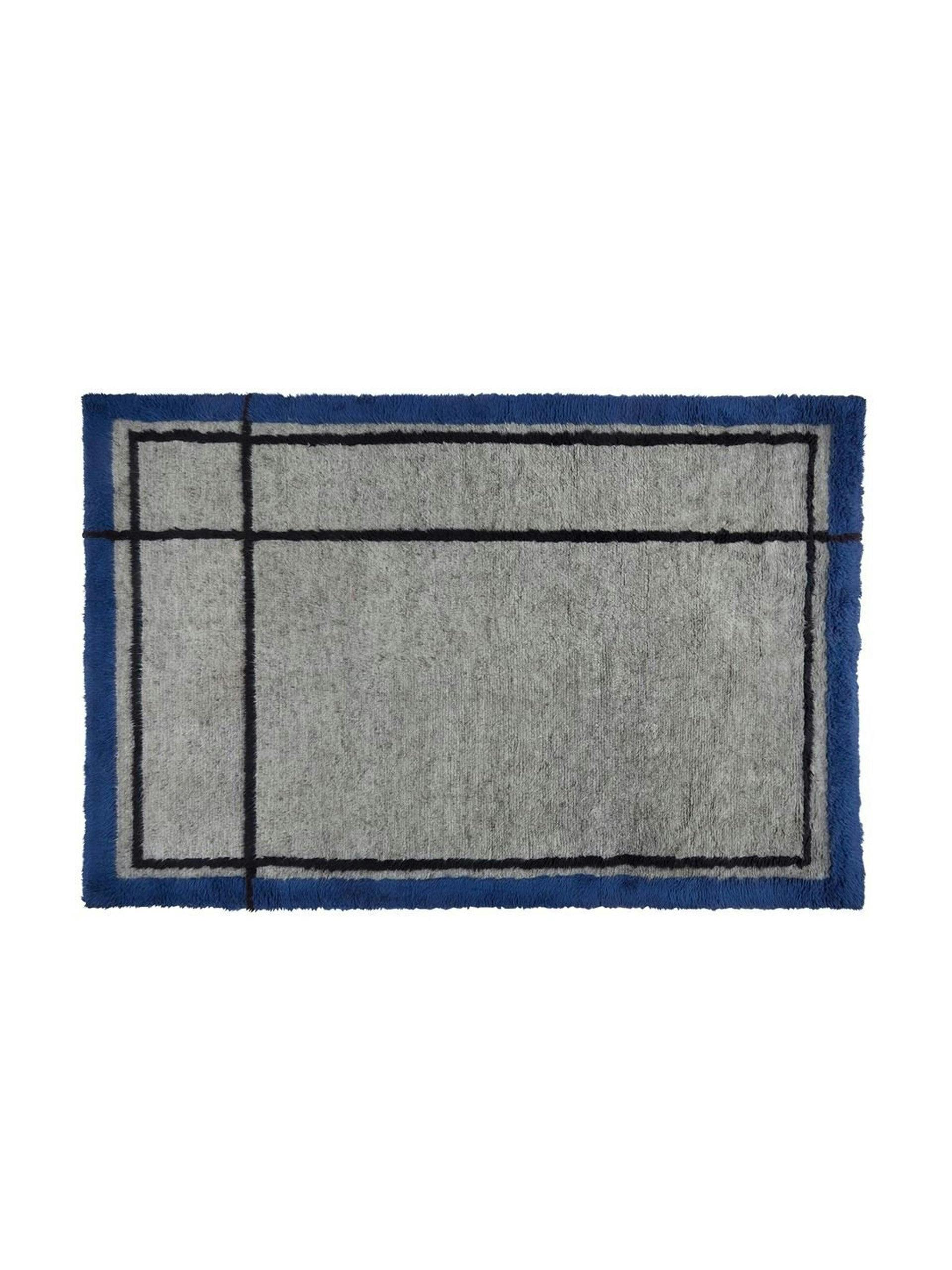 Grey and blue abstract rug