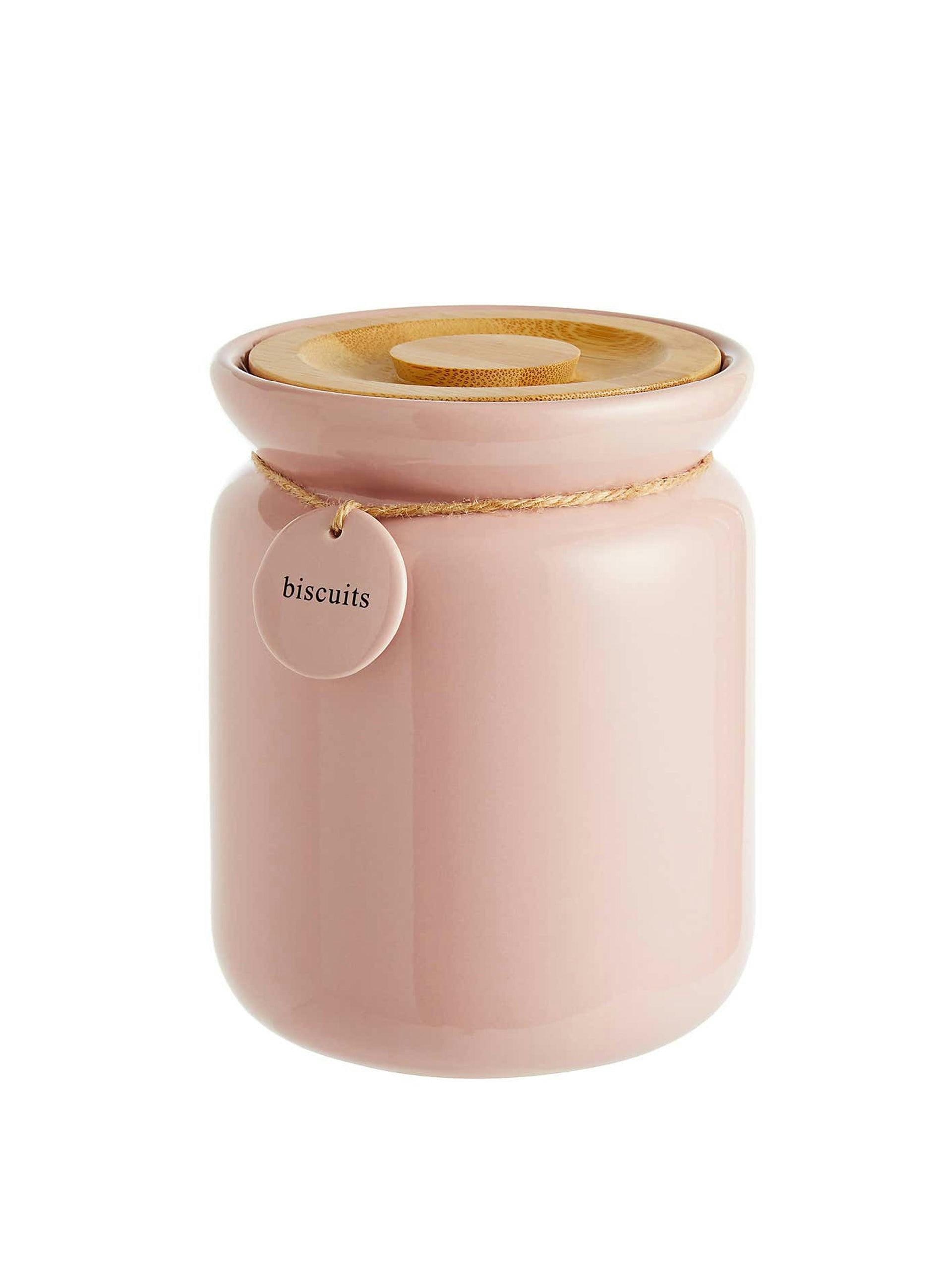 Blush hang tag biscuit canister