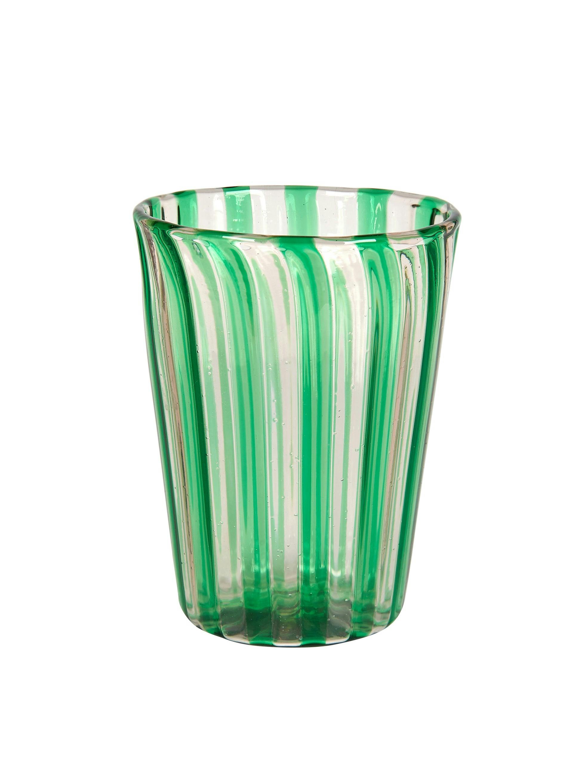 Handblown green striped murano glass