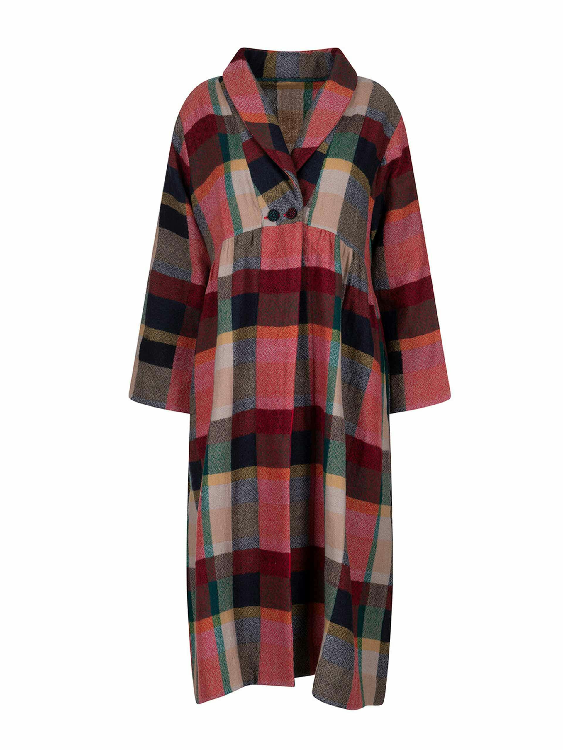 Checked wool coat