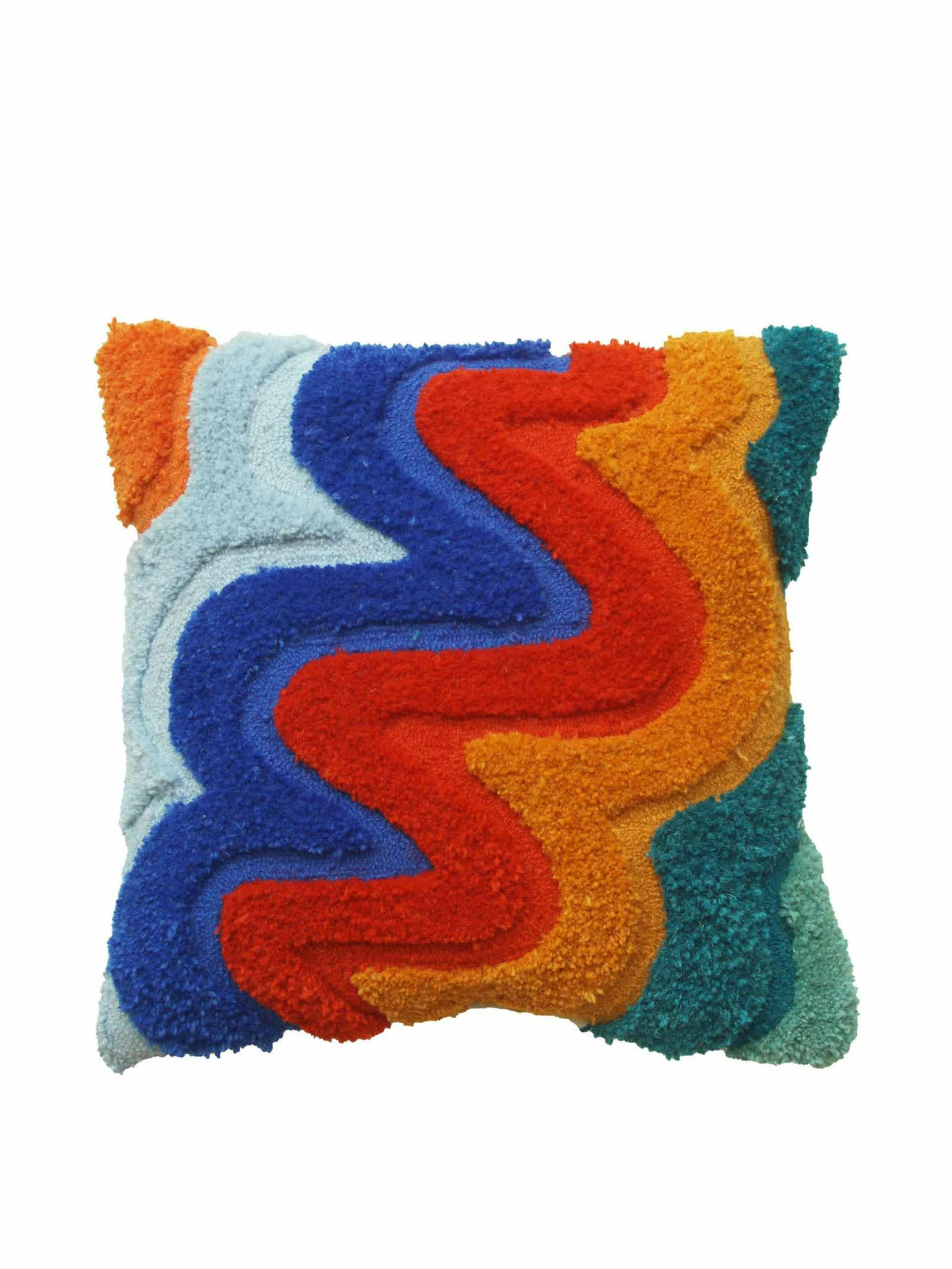 Colourful tufted cushion