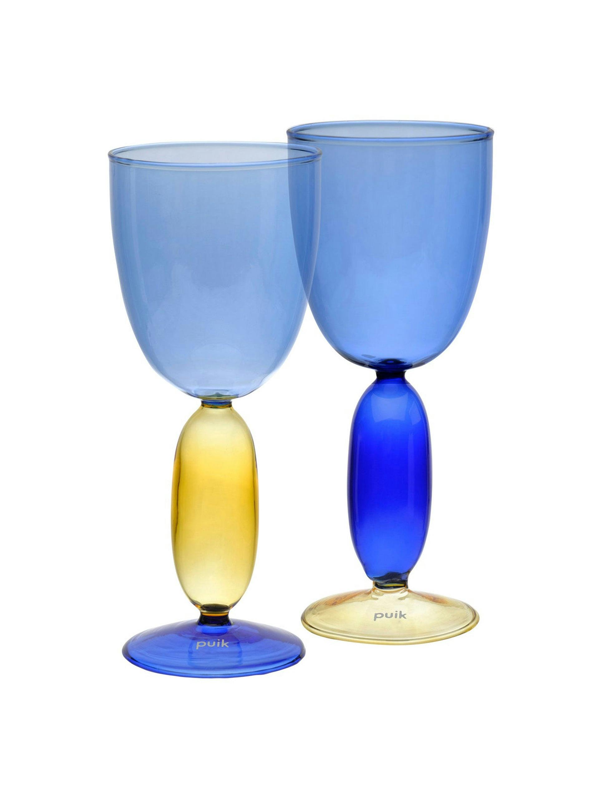Yellow and navy wine glass (set of 2)