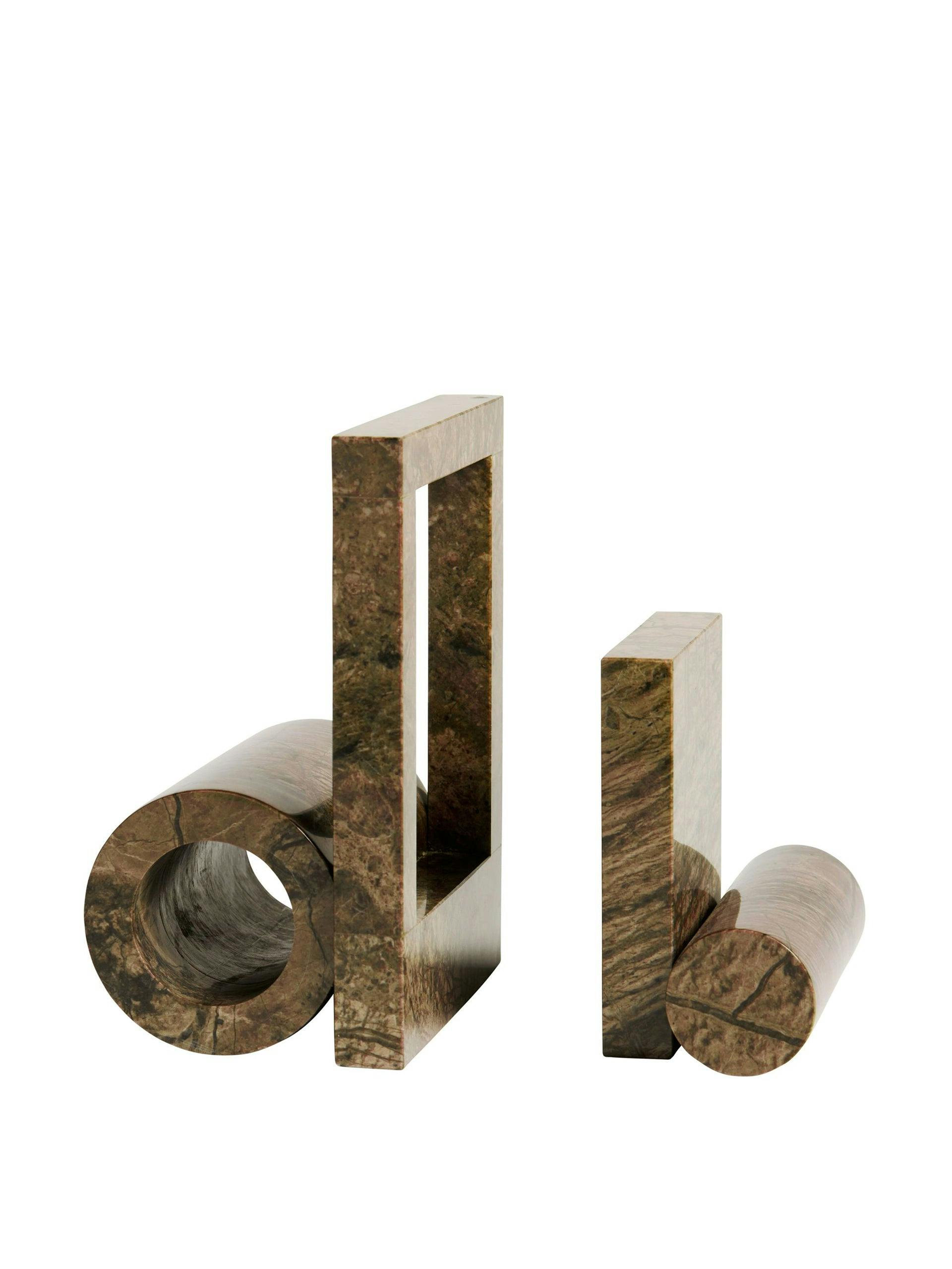 Brown marble abstract bookends (set of two)