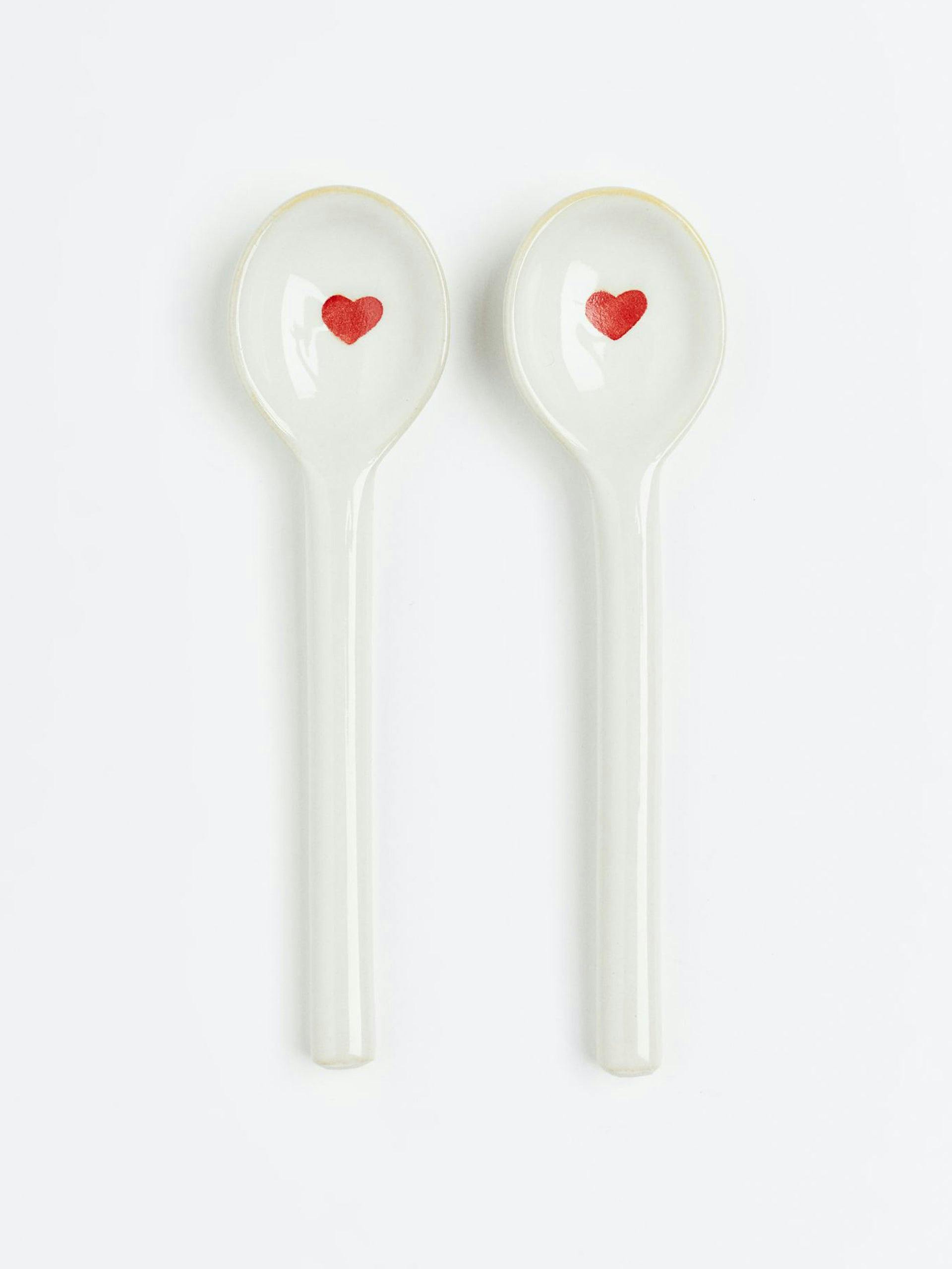 White heart teaspoons (set of two)