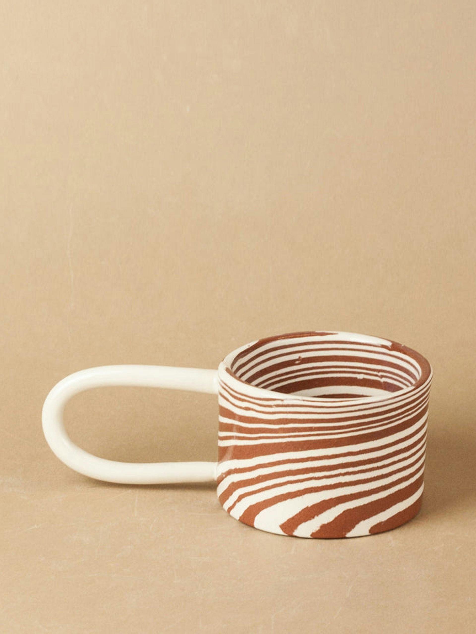 Terracotta and white marble clay mug