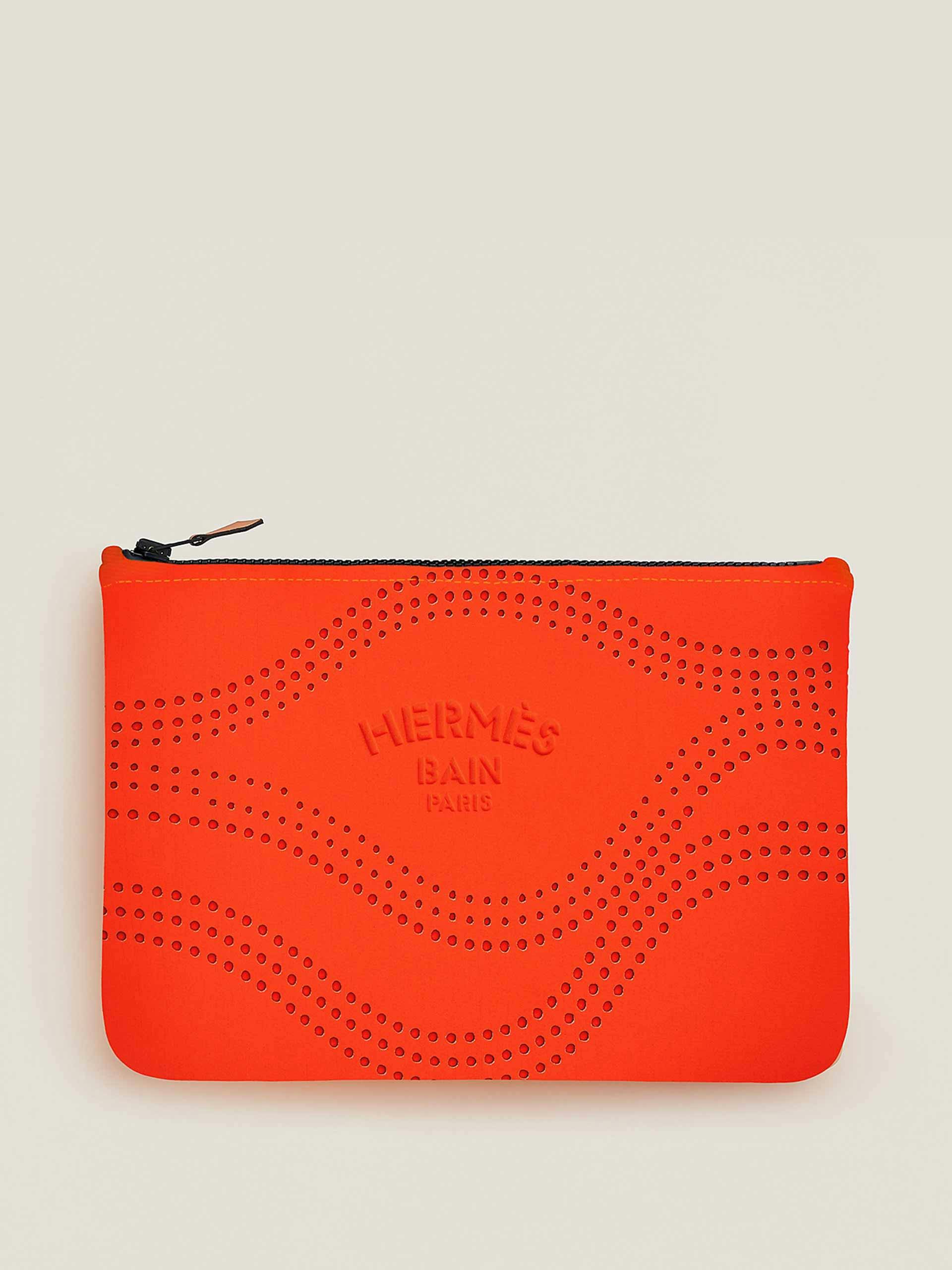 Hermes bright red leather pouch