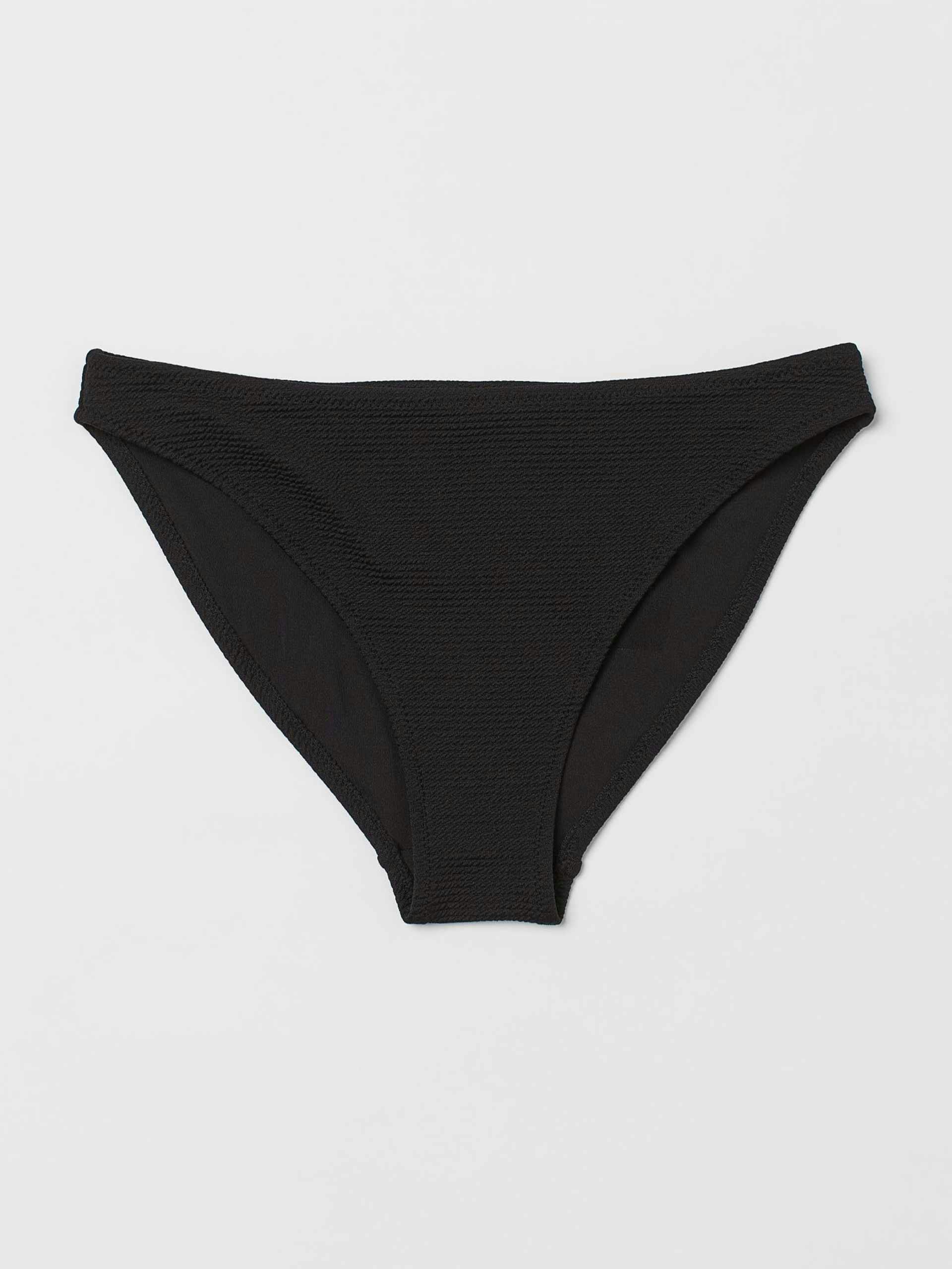 Black textured bikini bottoms