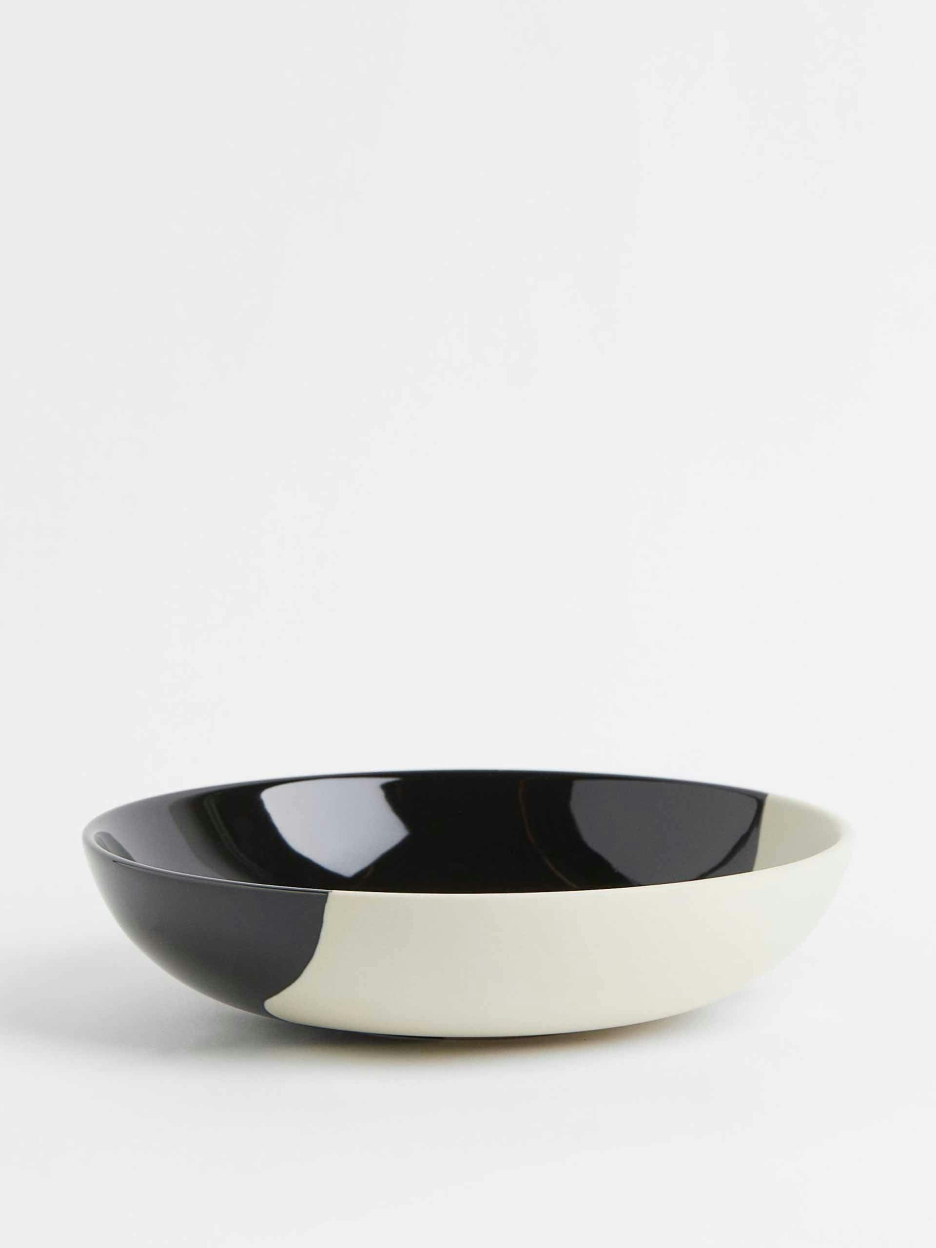 Black and white ceramic bowl