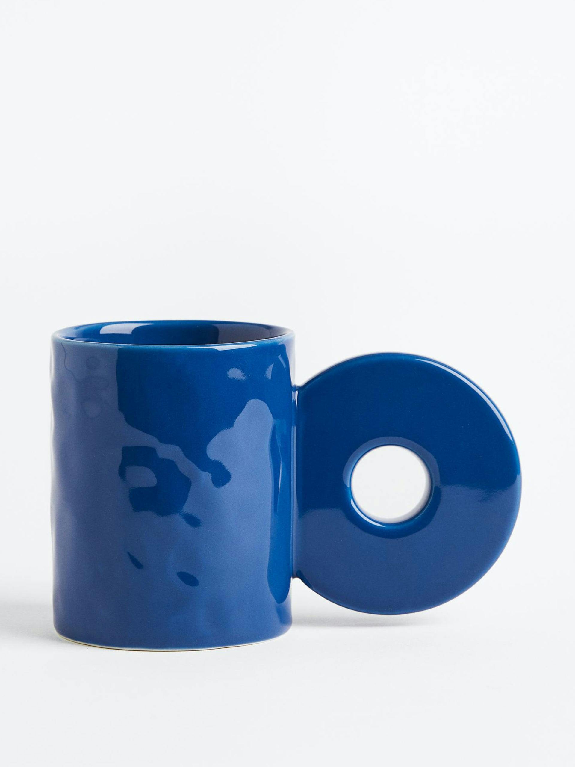 Blue oversized-handle mug