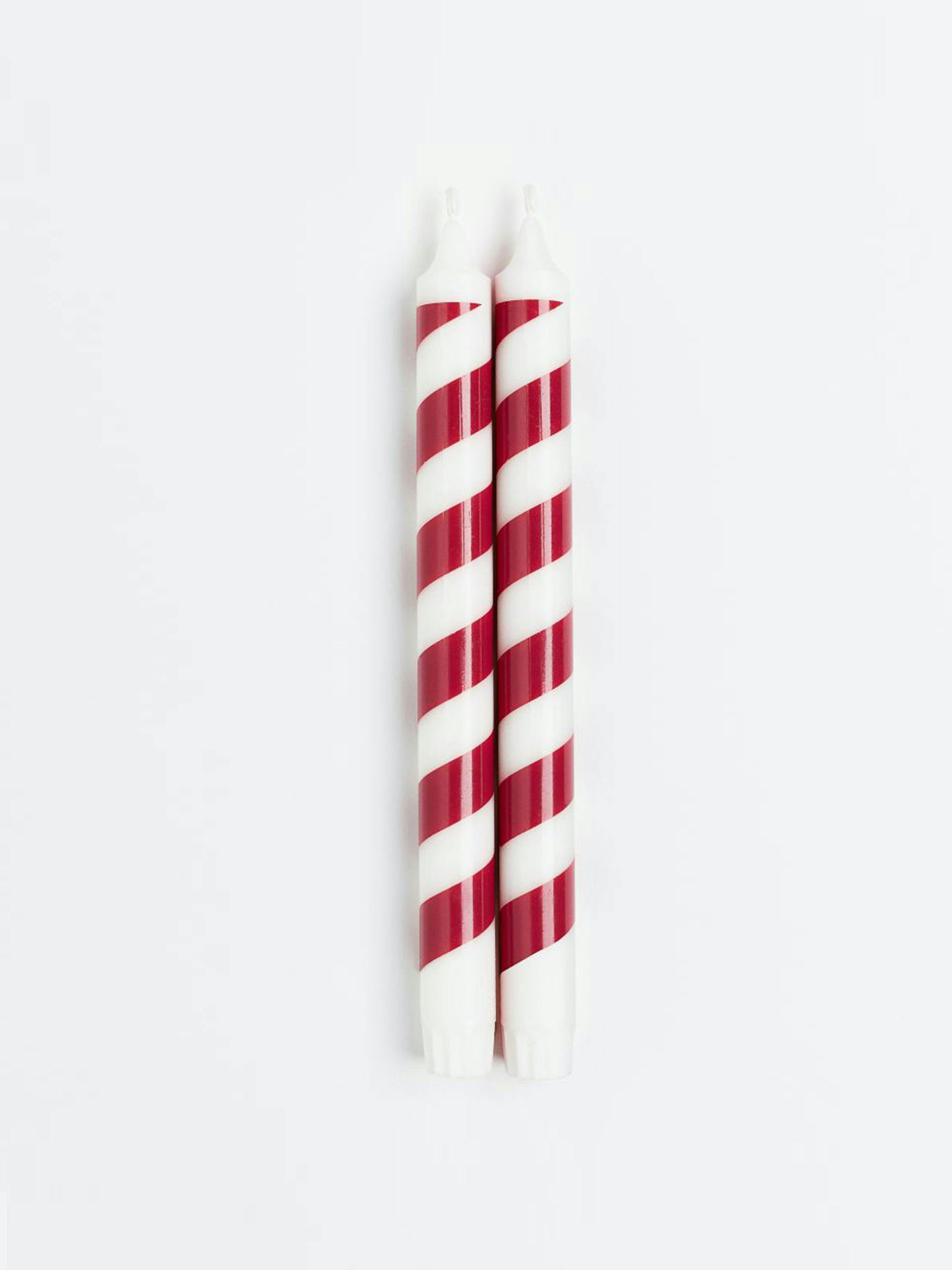 Candy cane candles (set of 2)