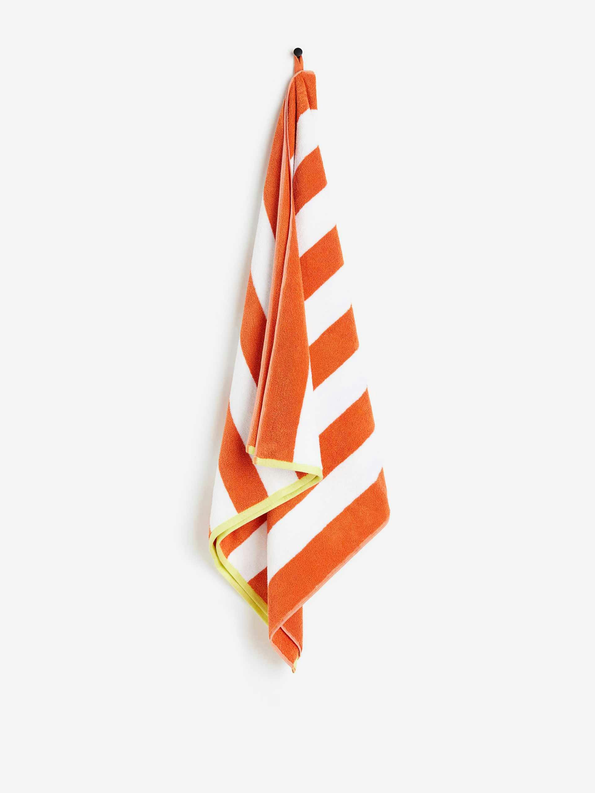 Orange striped beach towel