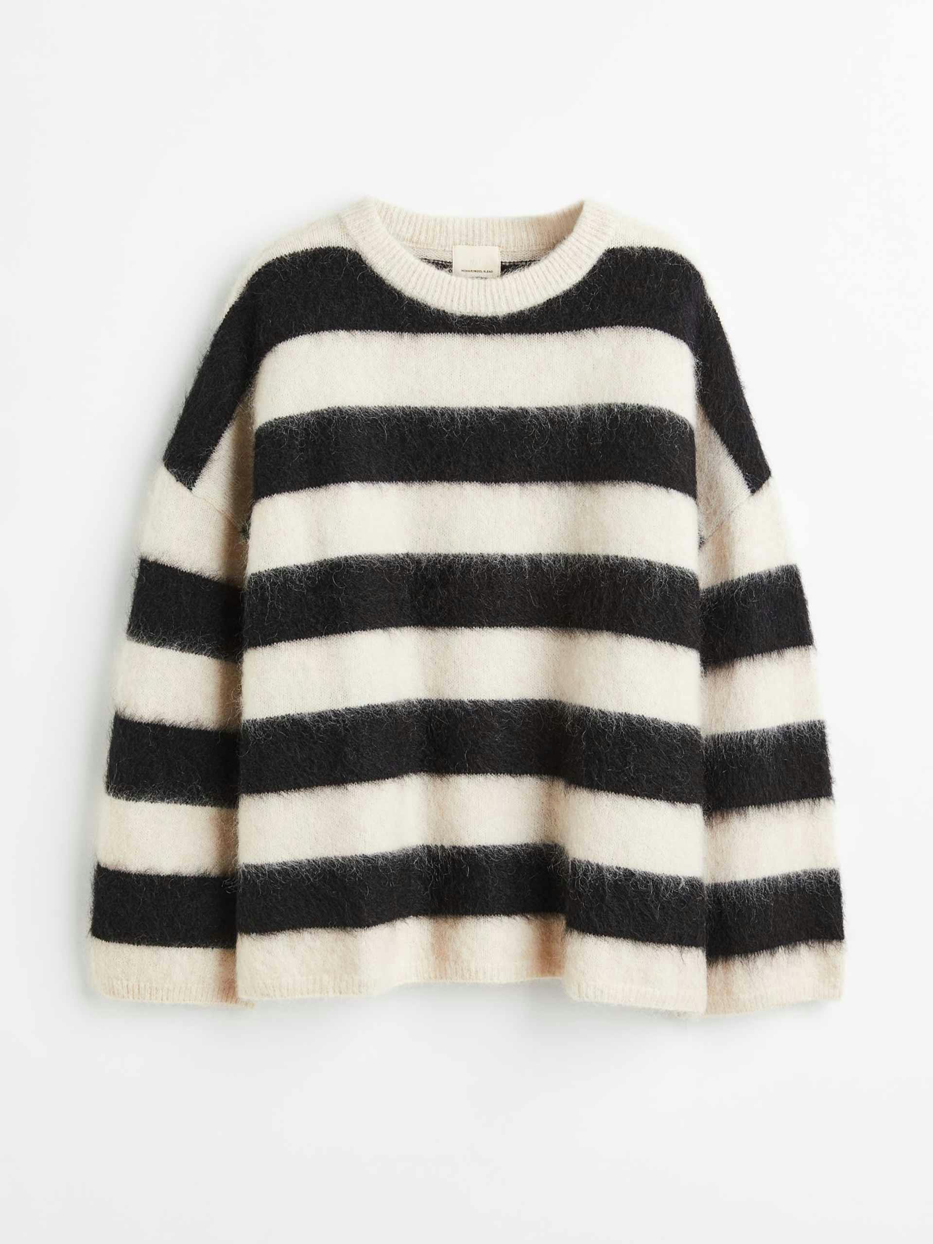 Striped mohair-blend jumper