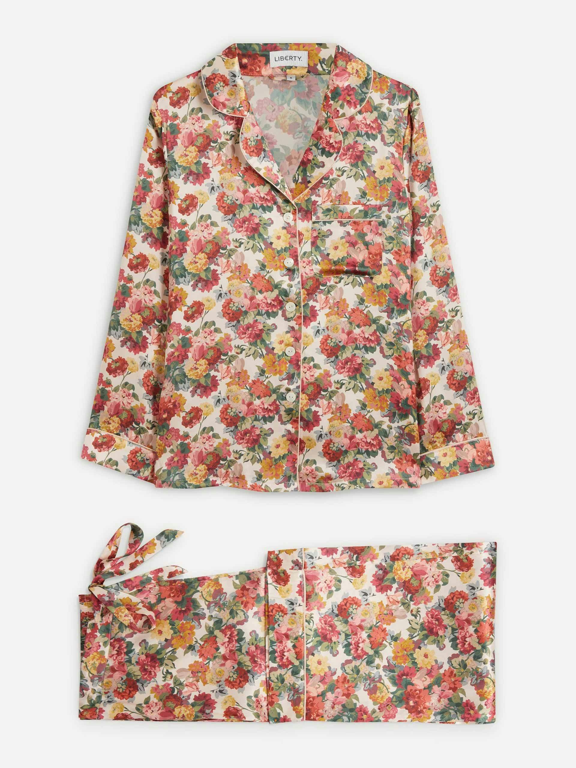 Floral silk-satin pyjama set