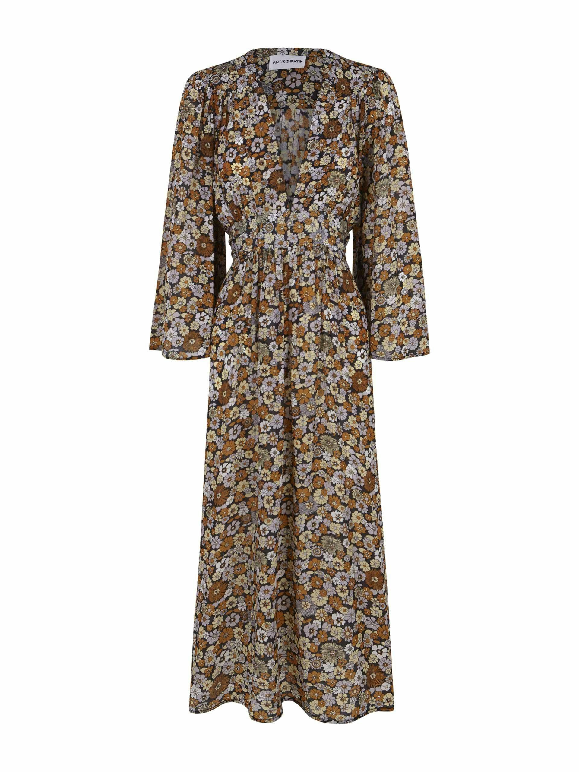 Floral print flared-sleeved maxi dress
