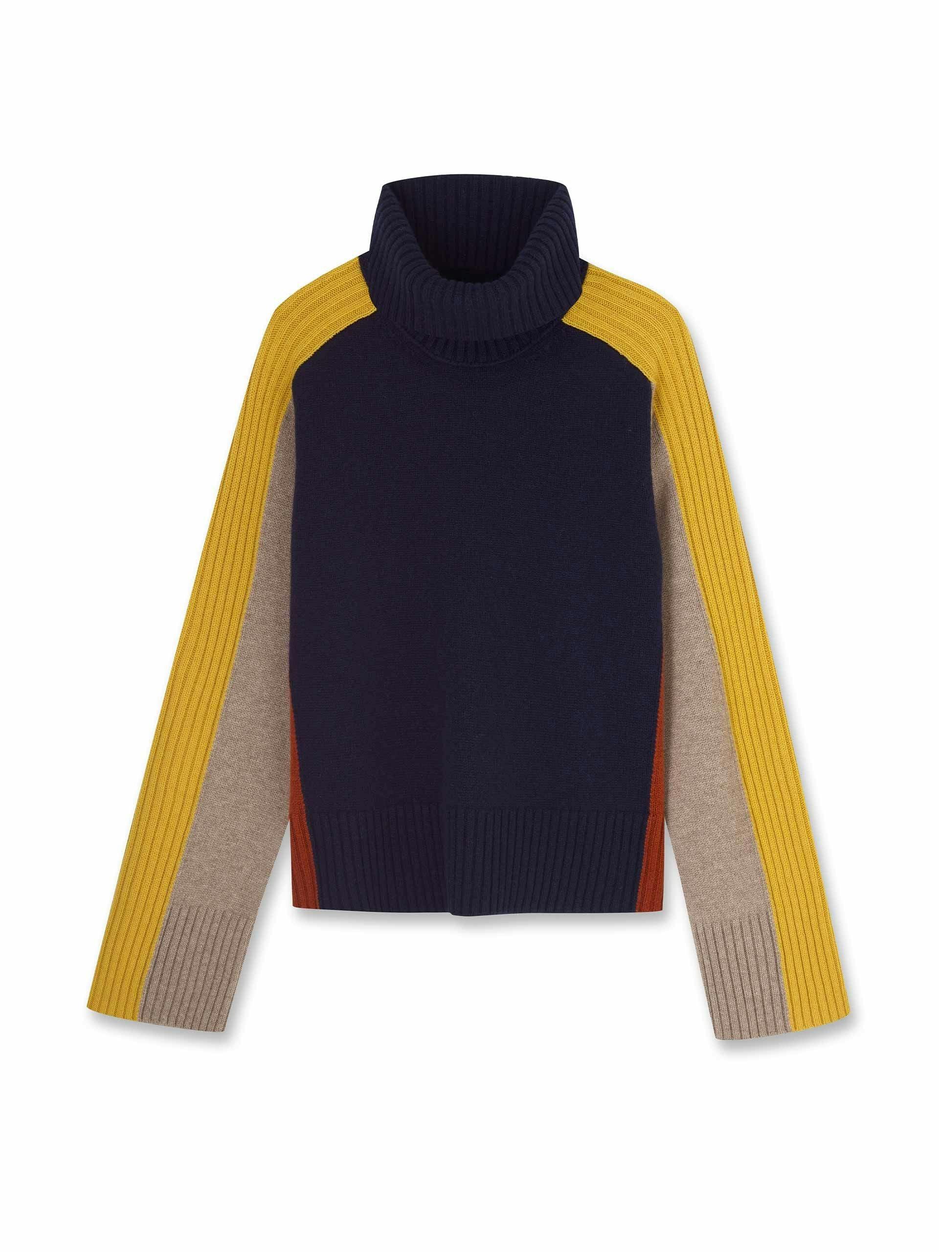 Merino cashmere colour block jumper