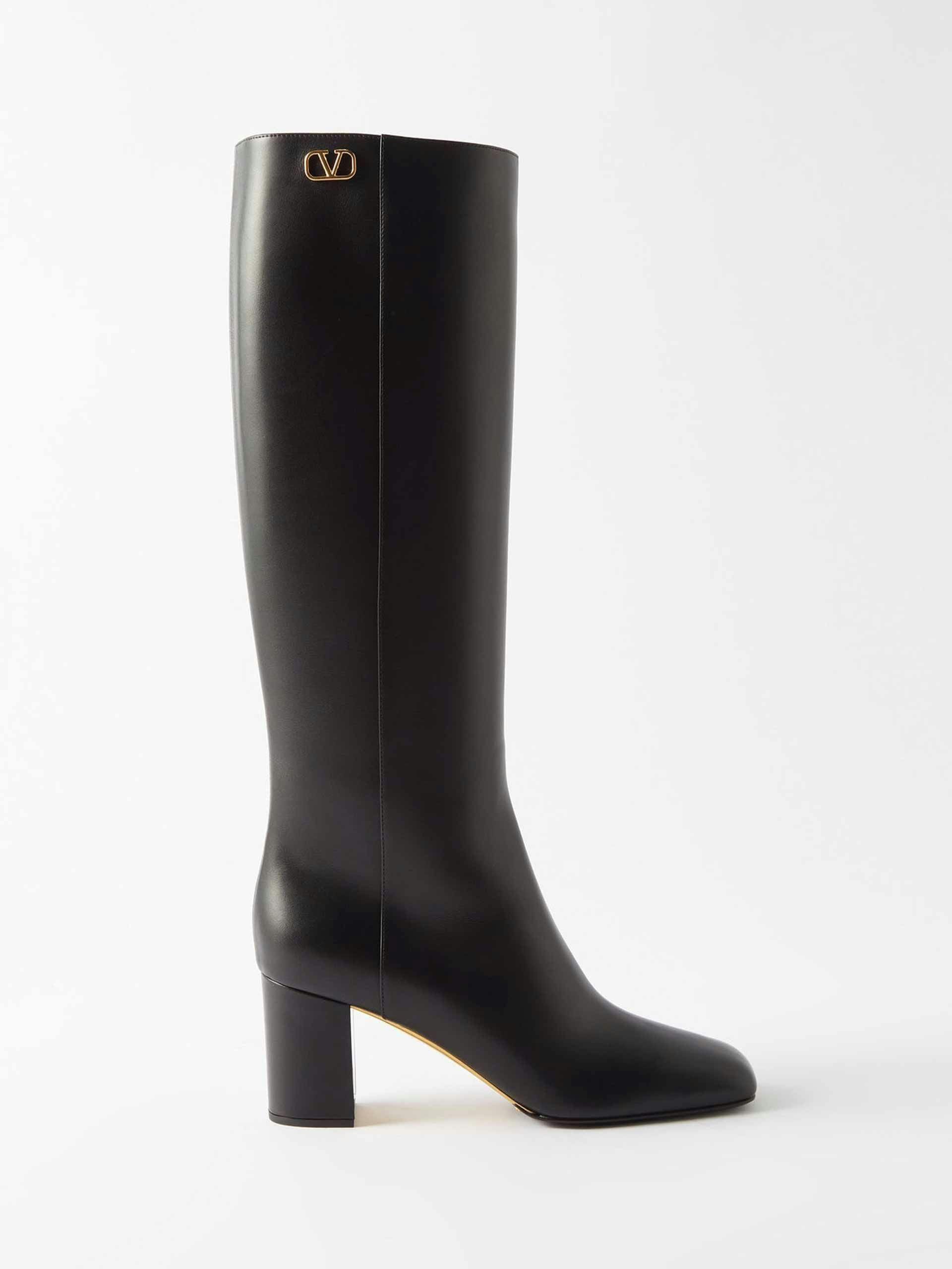 Golden Walk V-Logo leather knee-high boots