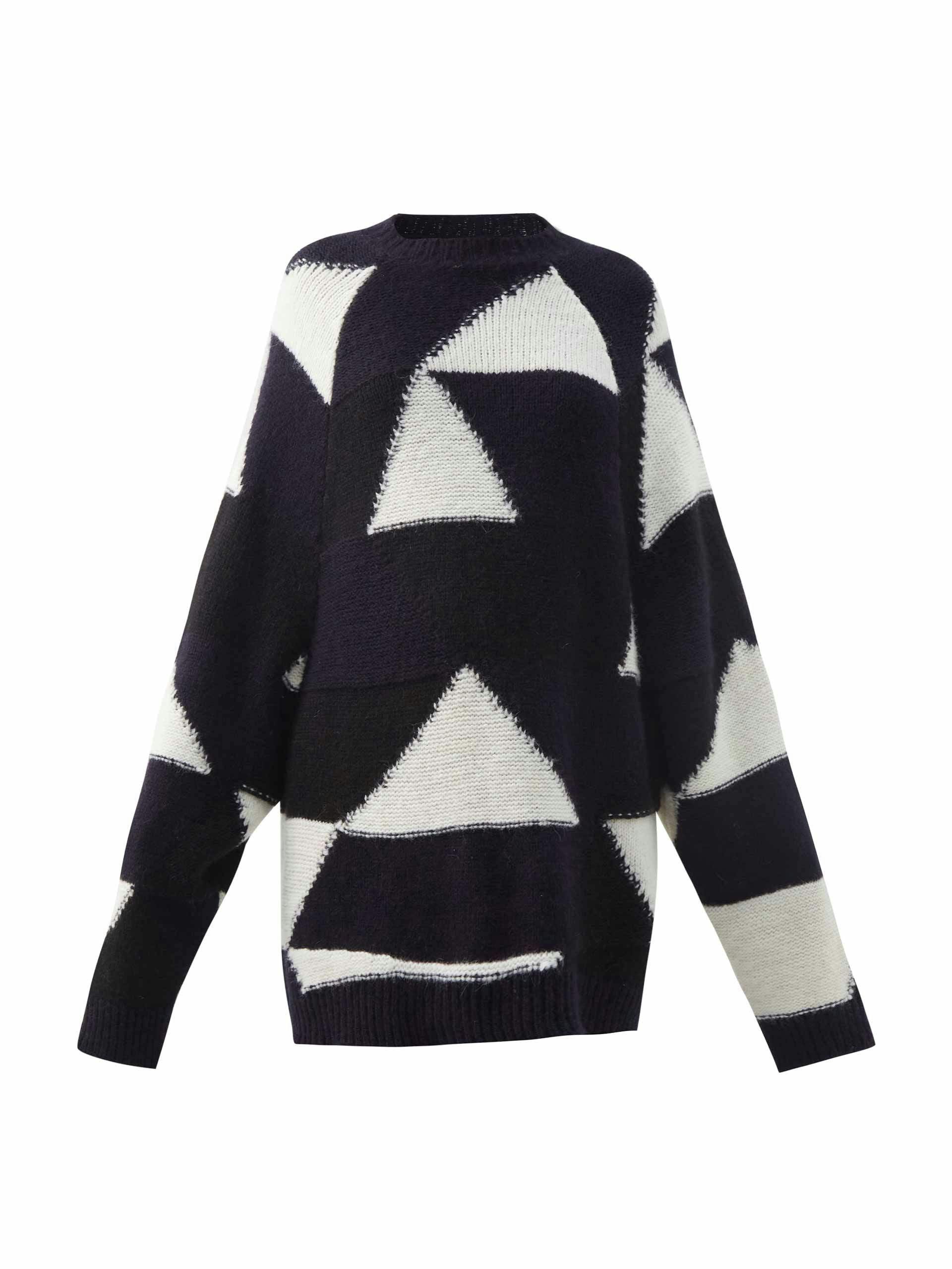 Geometric patchwork oversized alpaca-blend sweater