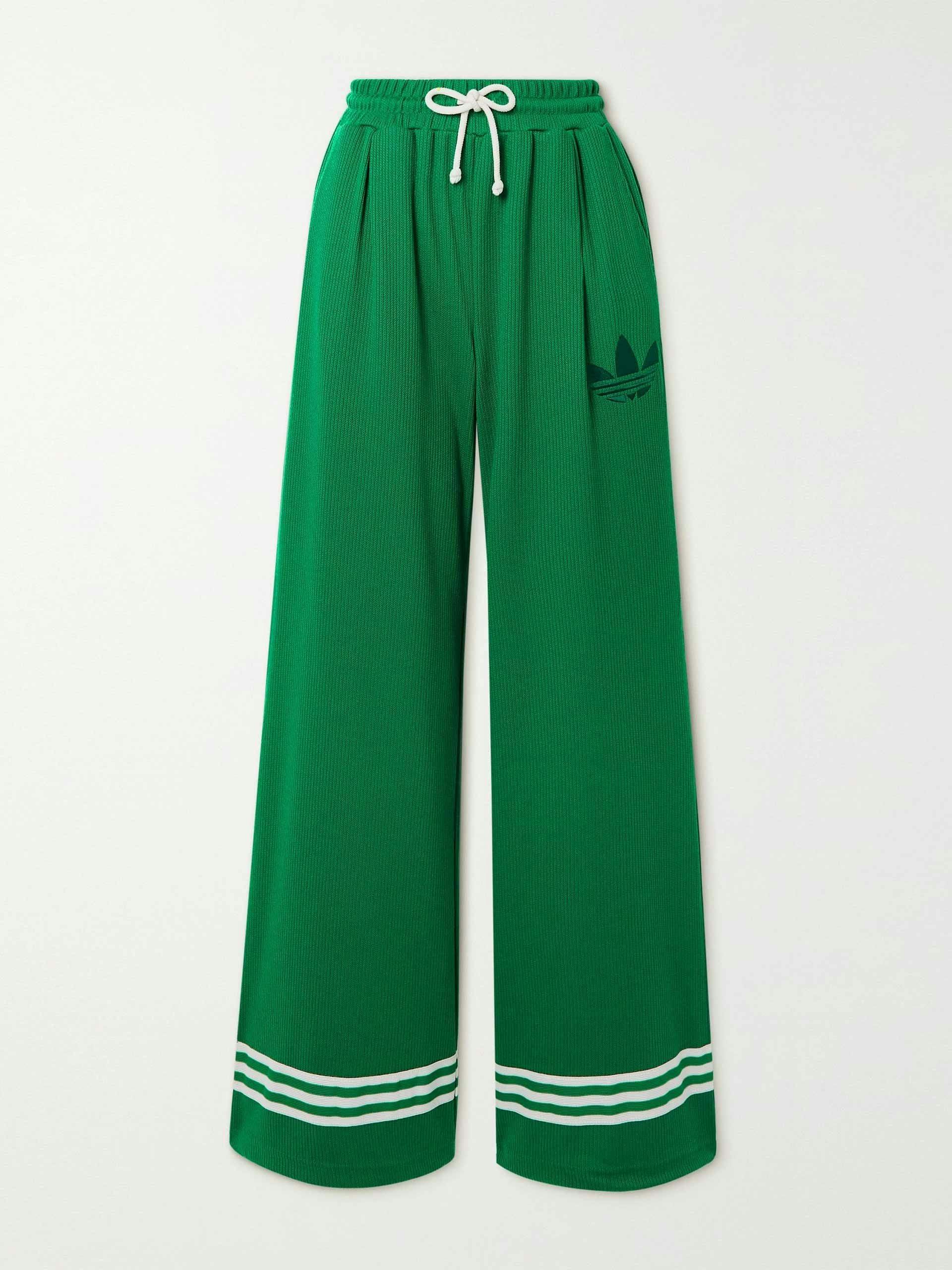 Striped stretch recycled-knit track pants