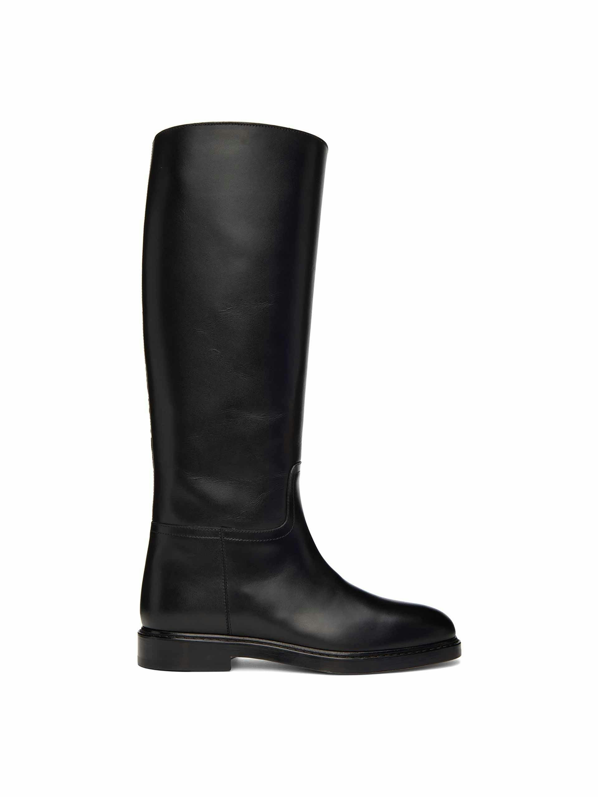 Black leather riding boots