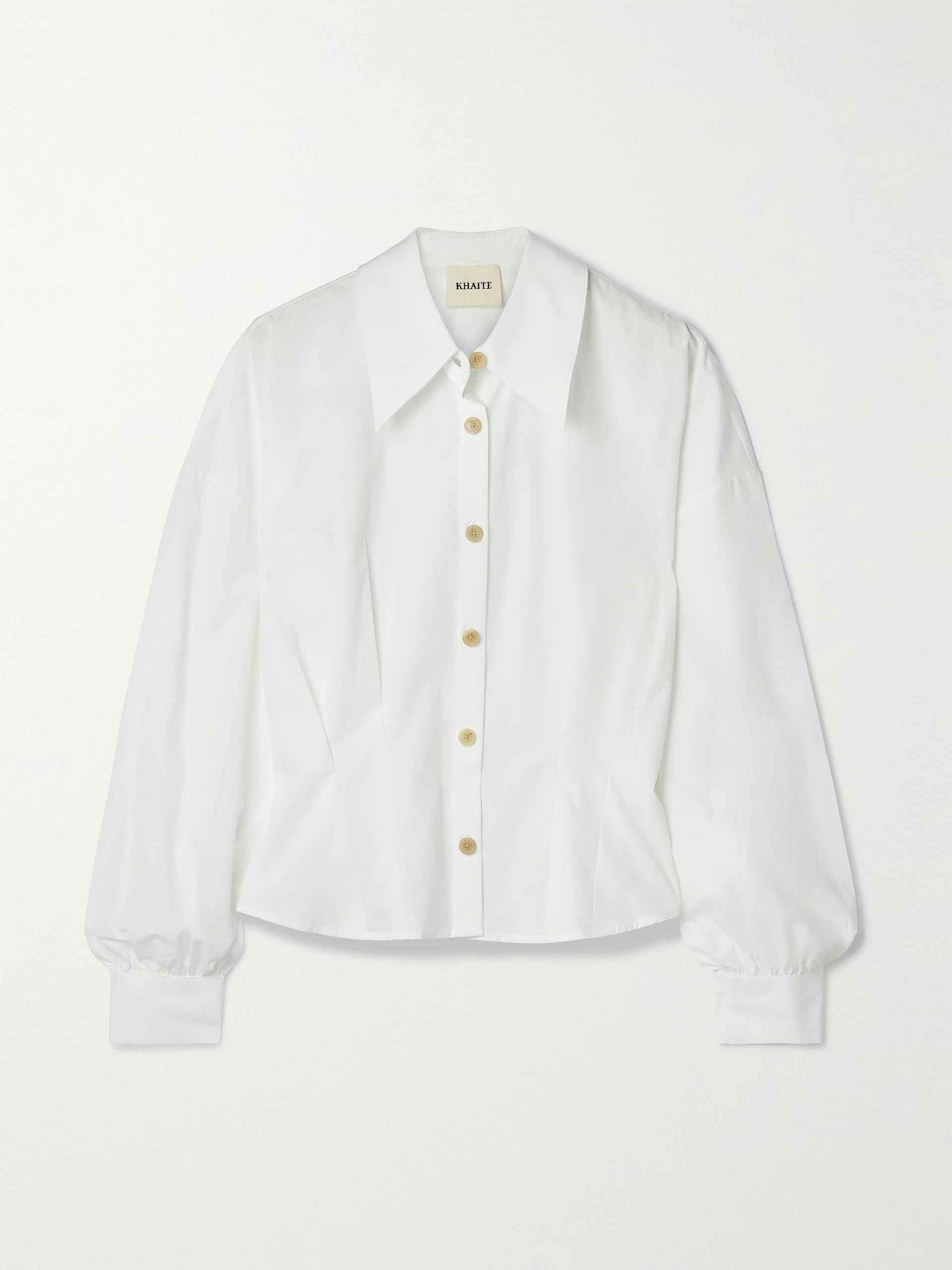 Pleated cotton-poplin shirt