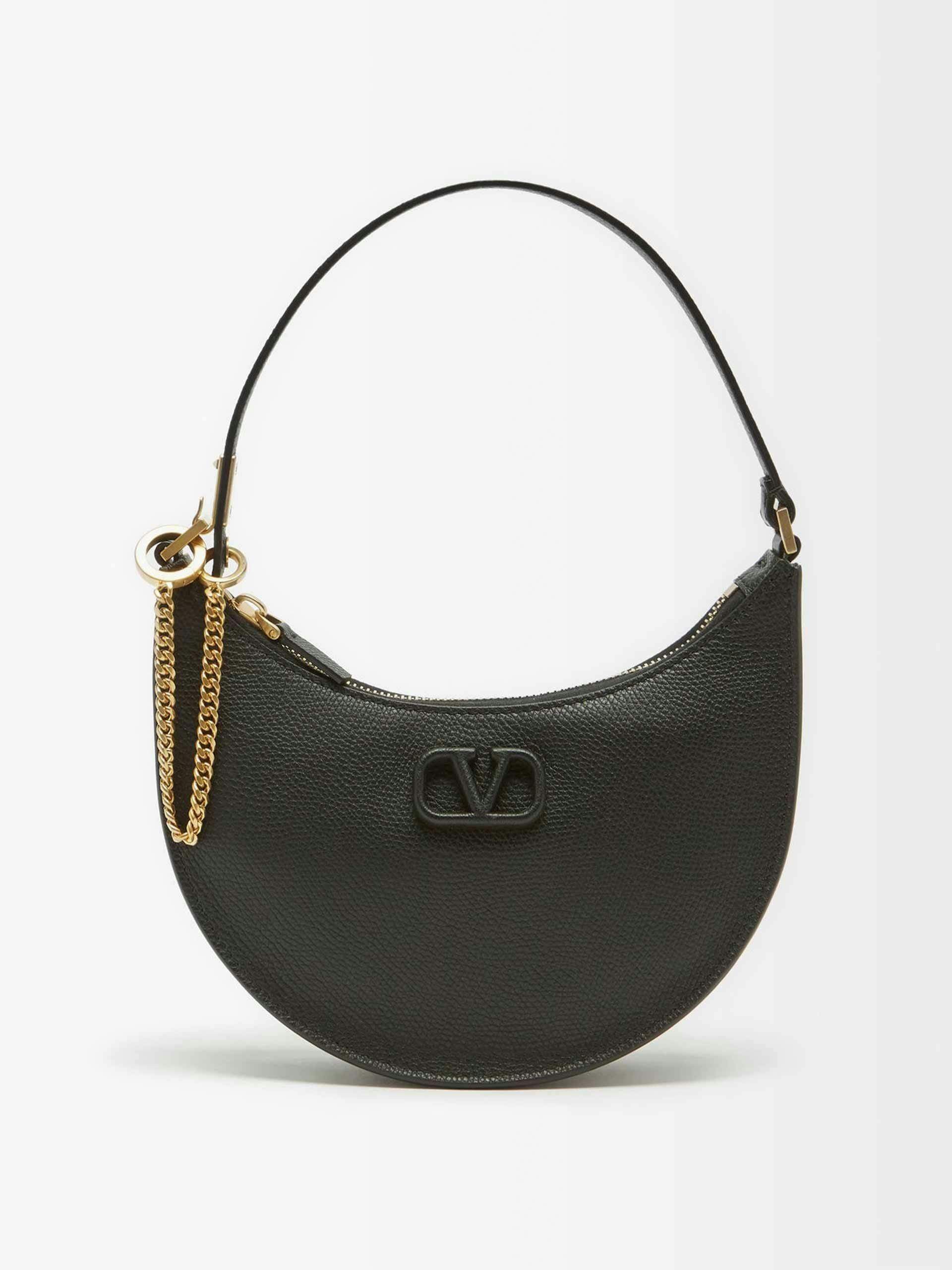 V-logo mini logo-de bossed leather shoulder bag