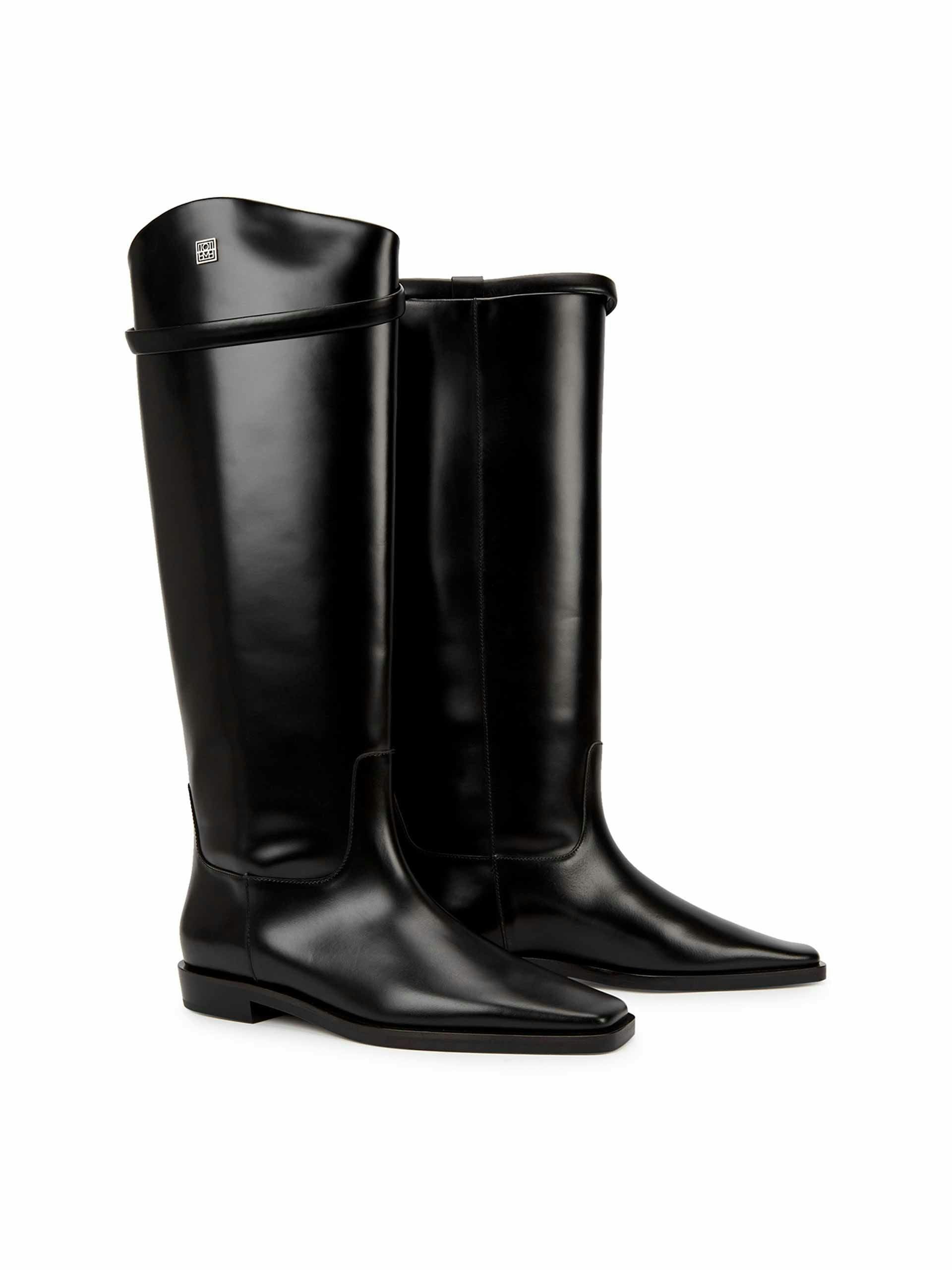 The Riding black leather knee-high boots