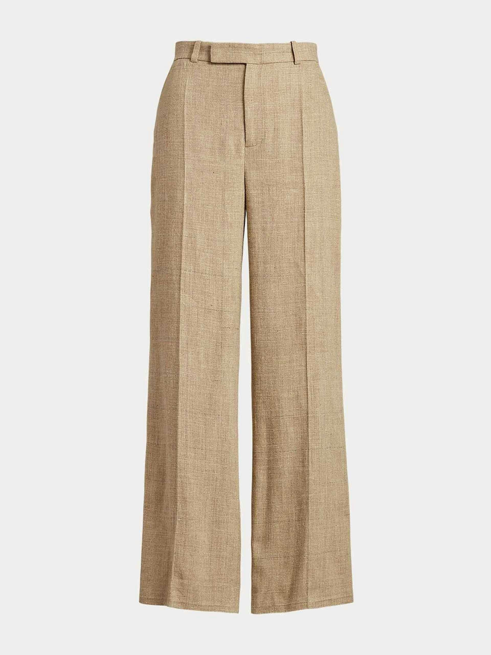 Plaid wool-blend tweed wide-leg trouser
