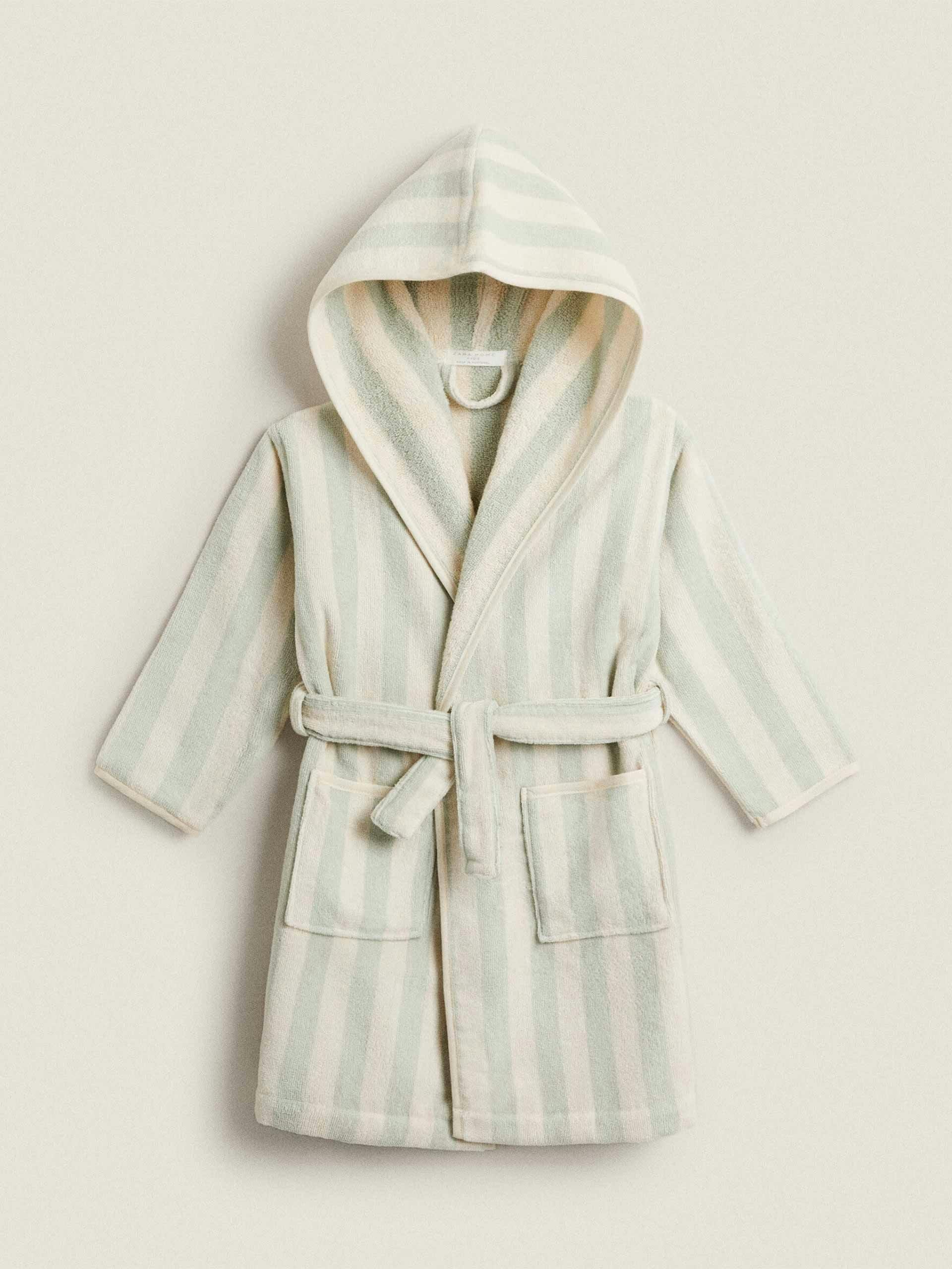 Striped velour dressing gown