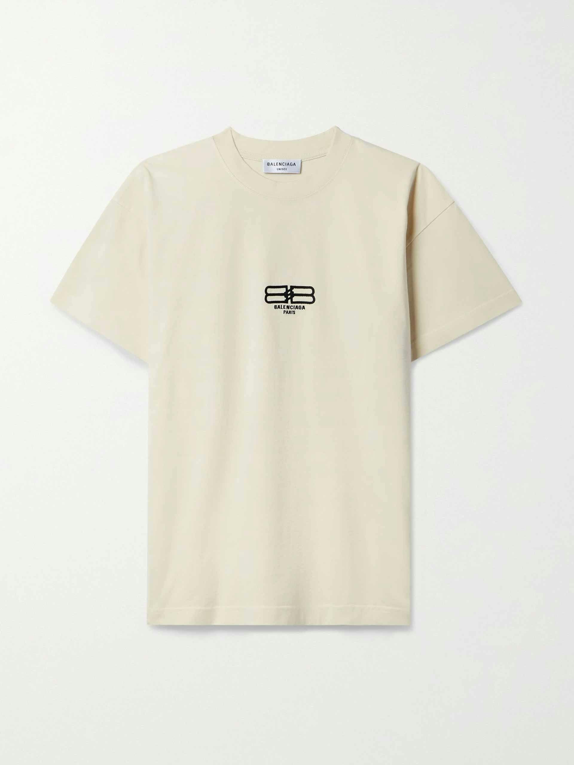 Embroidered cotton-jersey t-shirt