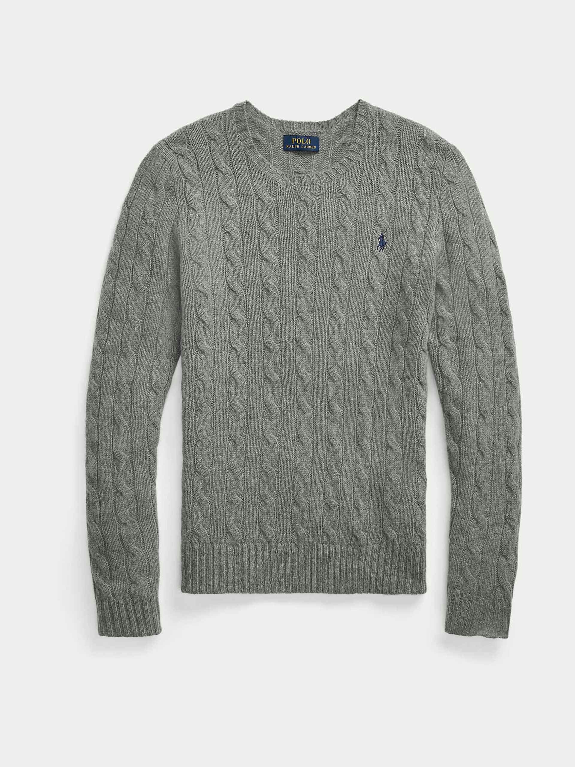 Cable wool-cashmere crewneck jumper