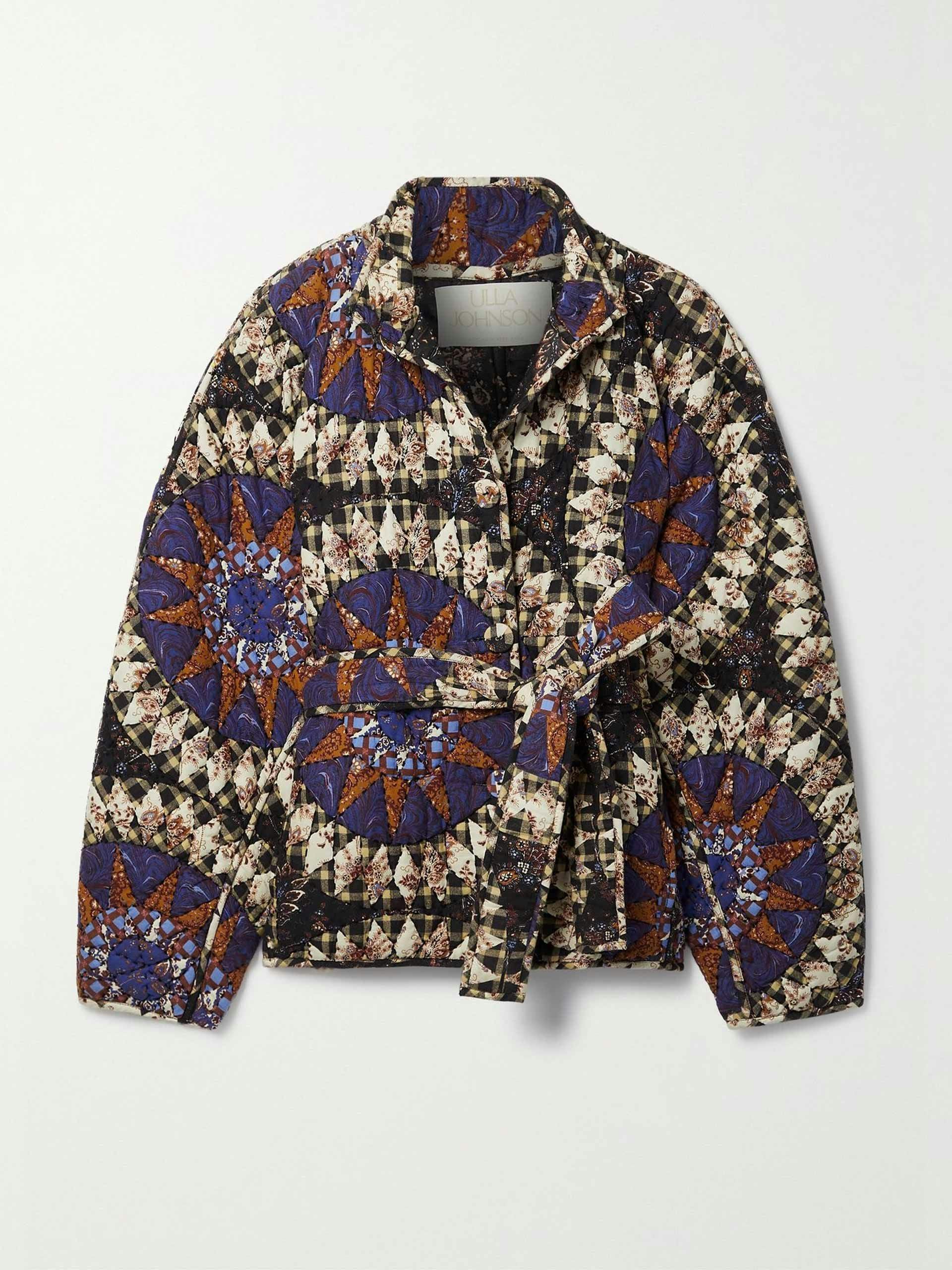 Patchwork quilted printed cotton jacket