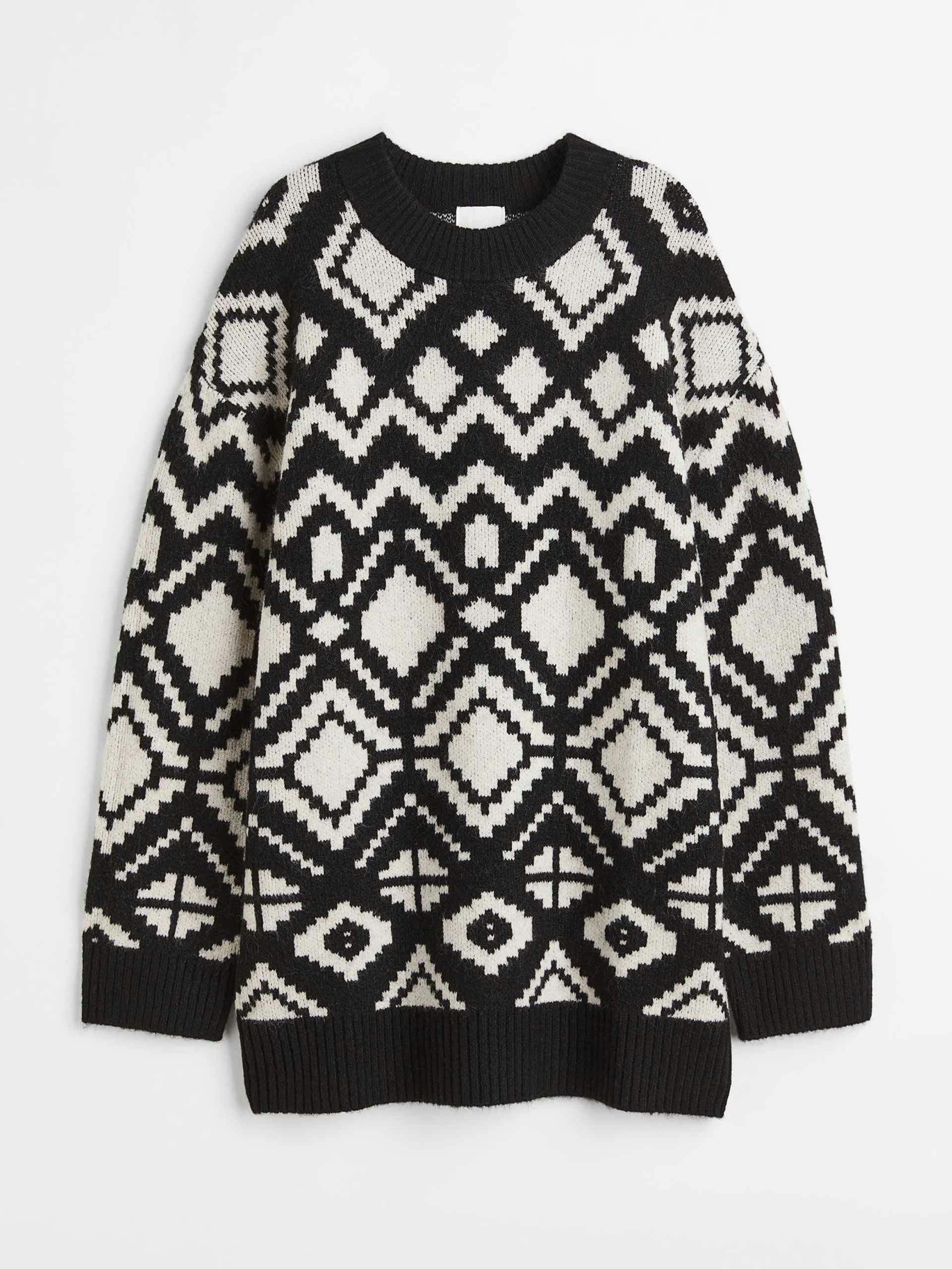 Long jacquard-knit jumper