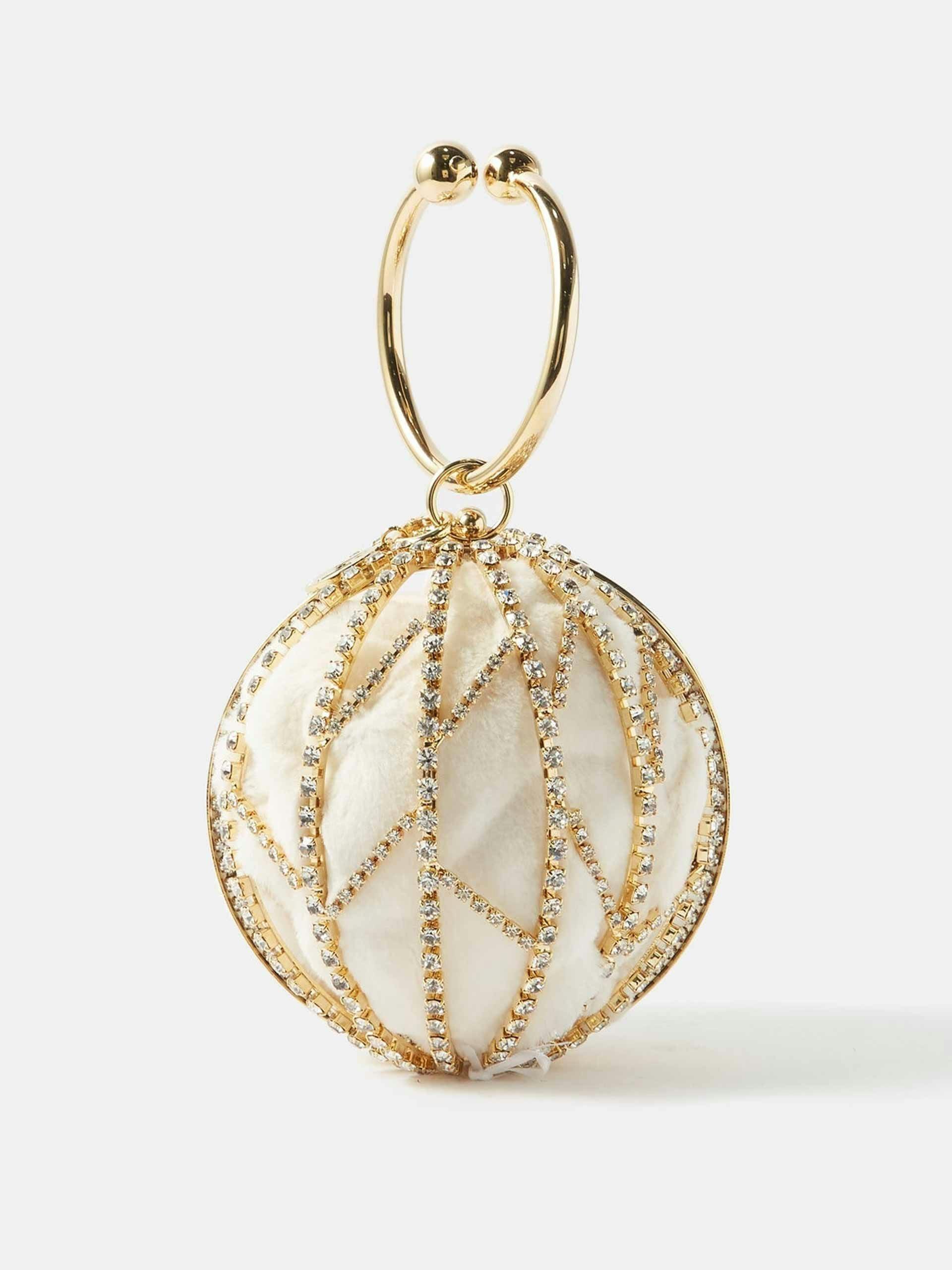 Alice crystal-embellished faux fur handbag
