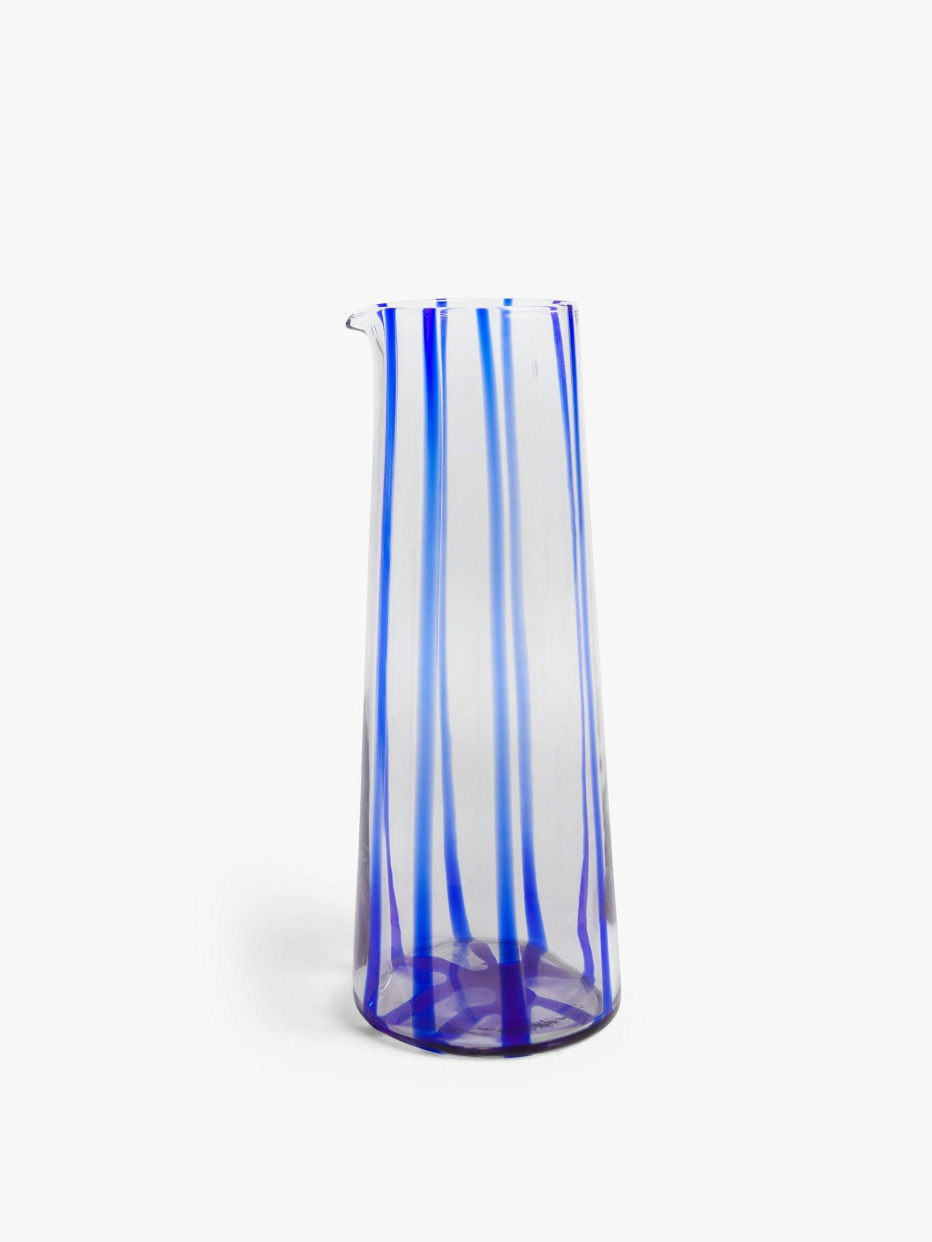 Blue stripe glass jug
