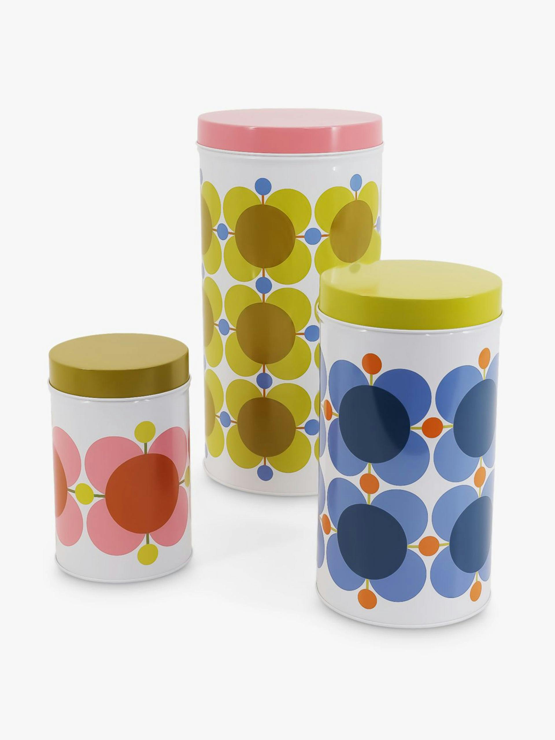 Flower print kitchen storage tins (set of 3)