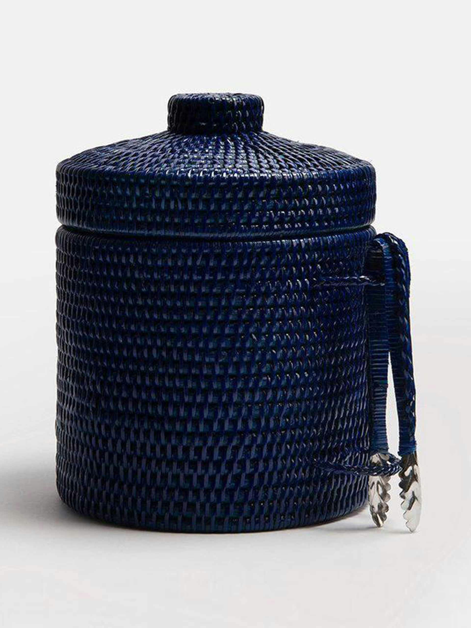 Dark blue rattan ice bucket