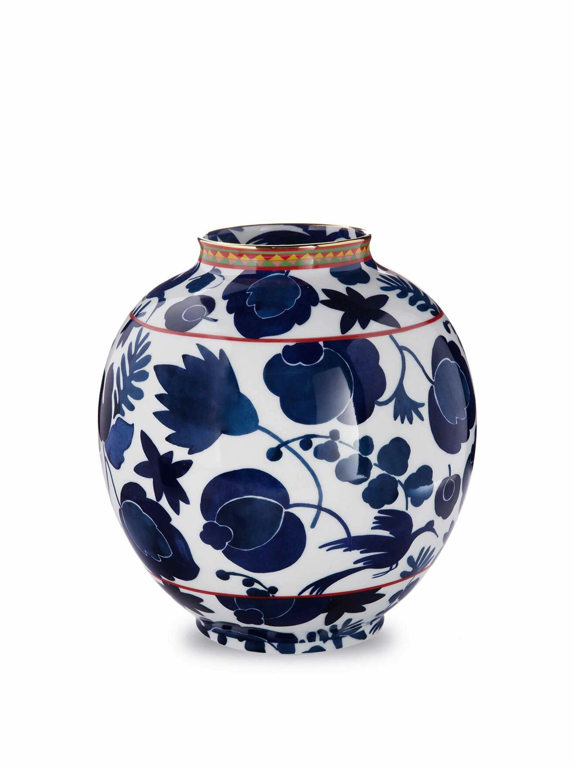 Blue and white floral vase