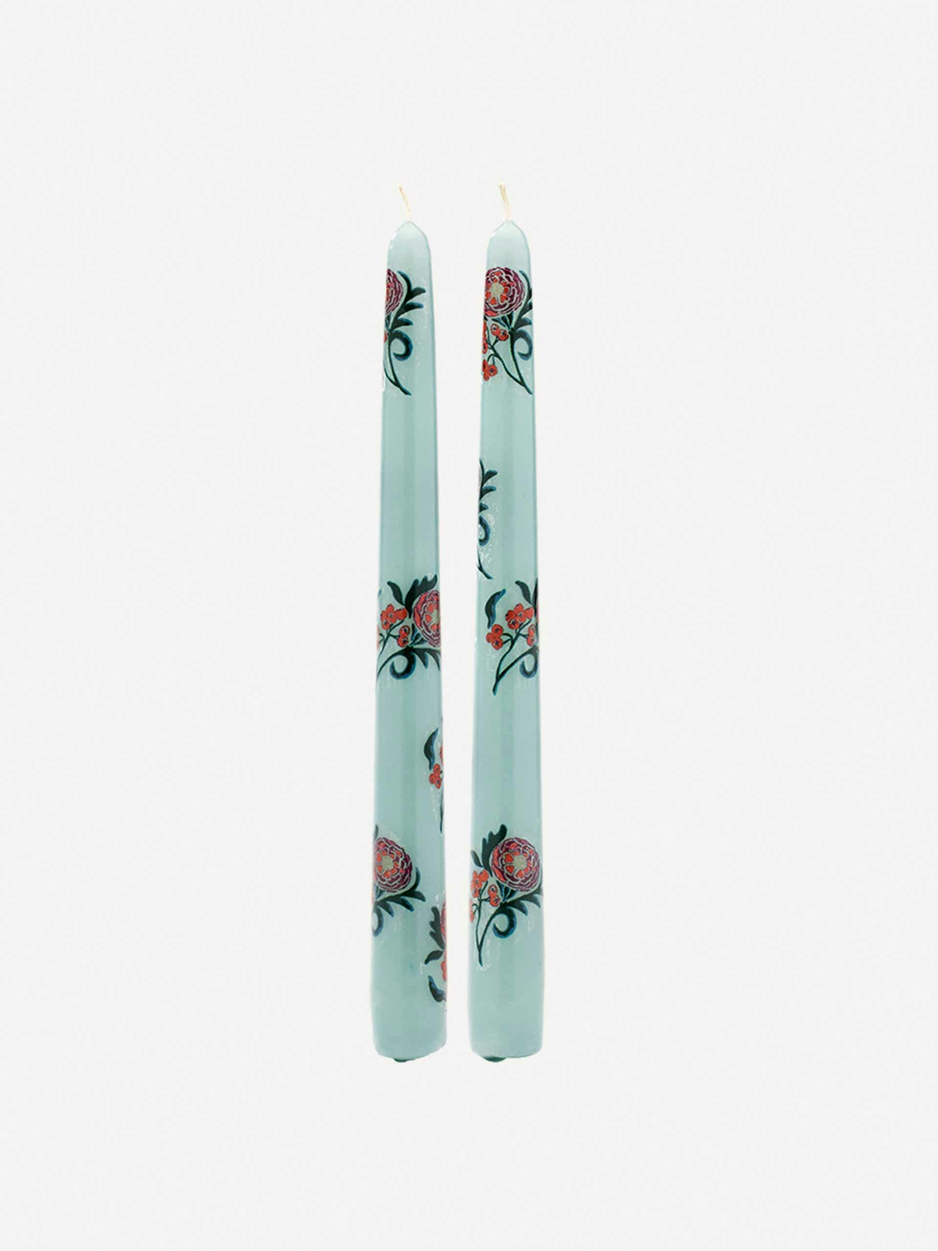 Blue floral candle (set of 2)