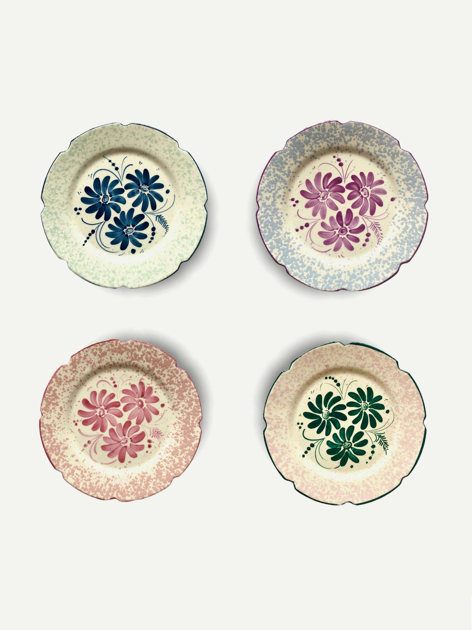 Ceramic floral design plate (set of 4)