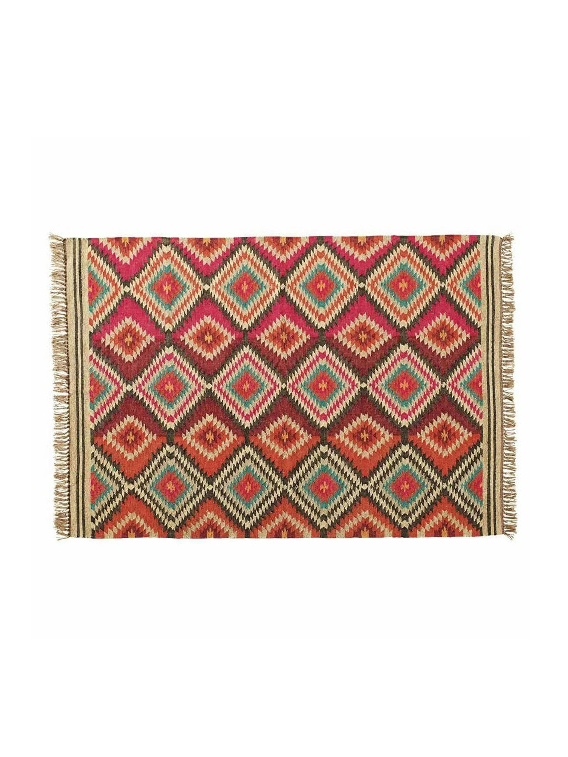 Jute and wool multicoloured rug