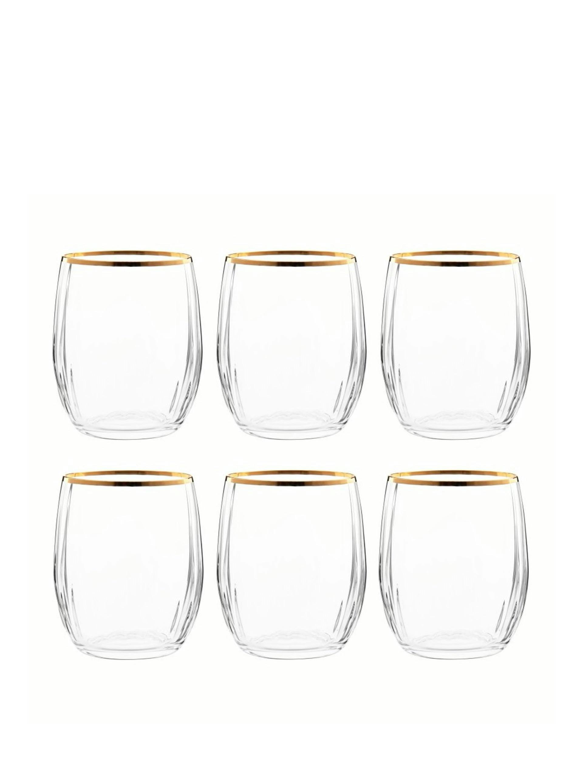 Glass tumblers with gold rim (set of 6)