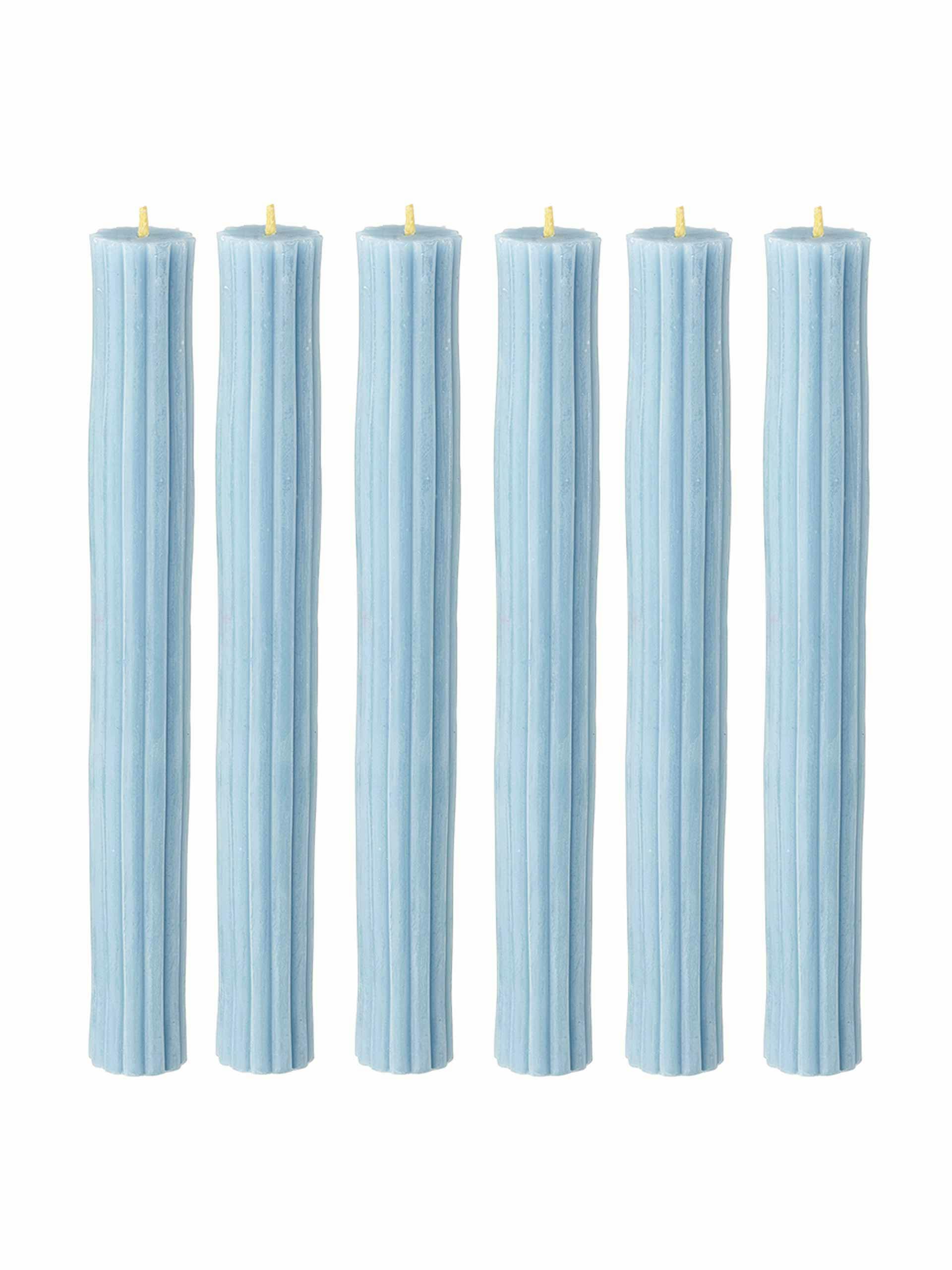 Dusty blue beeswax candles