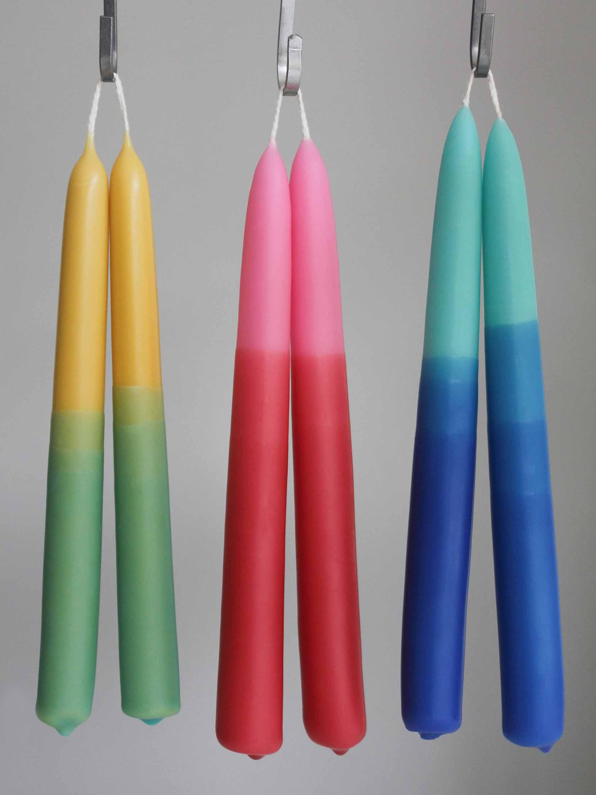 Pair of dip-dyed candles