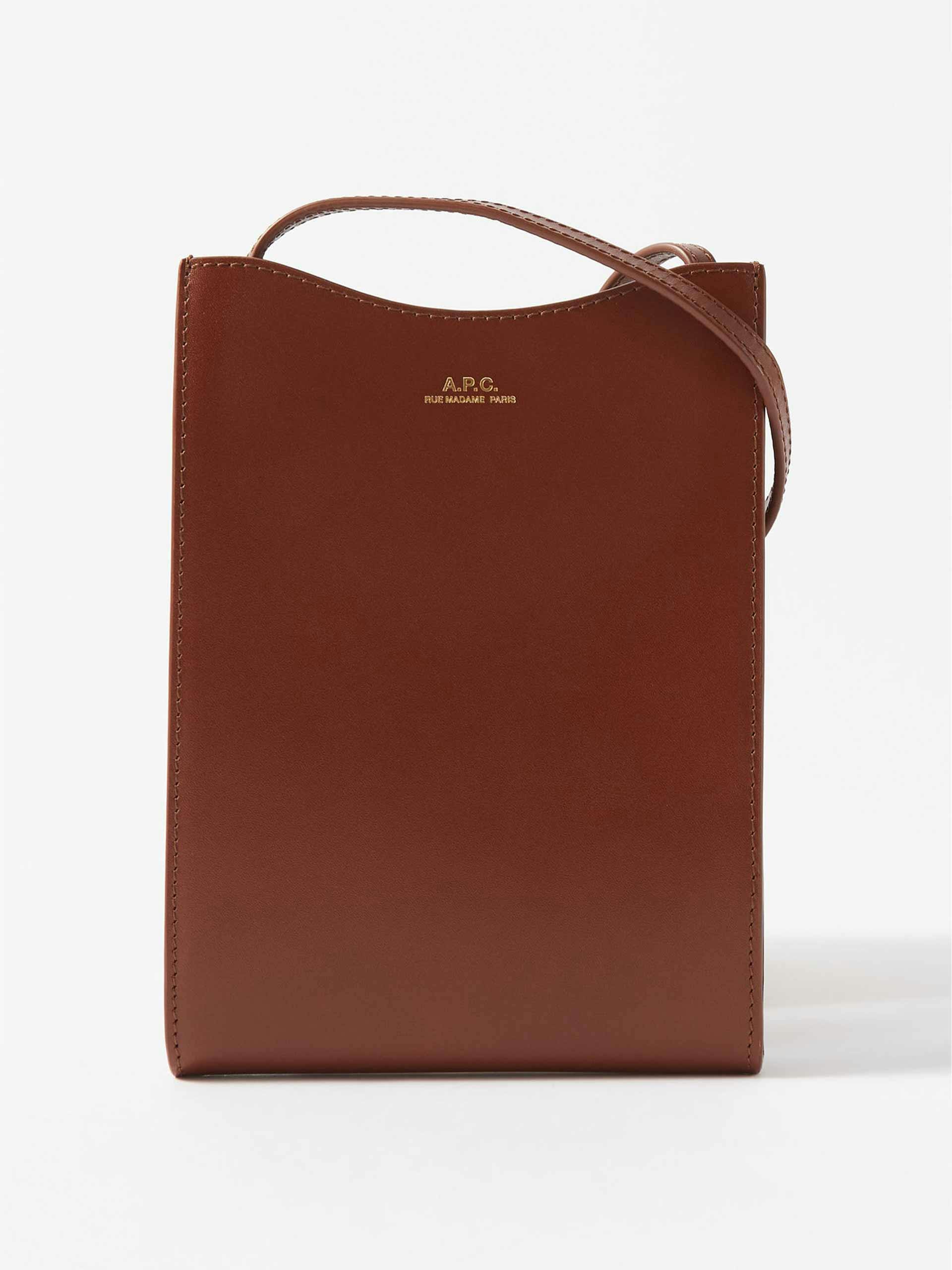 Brown leather cross-body bag