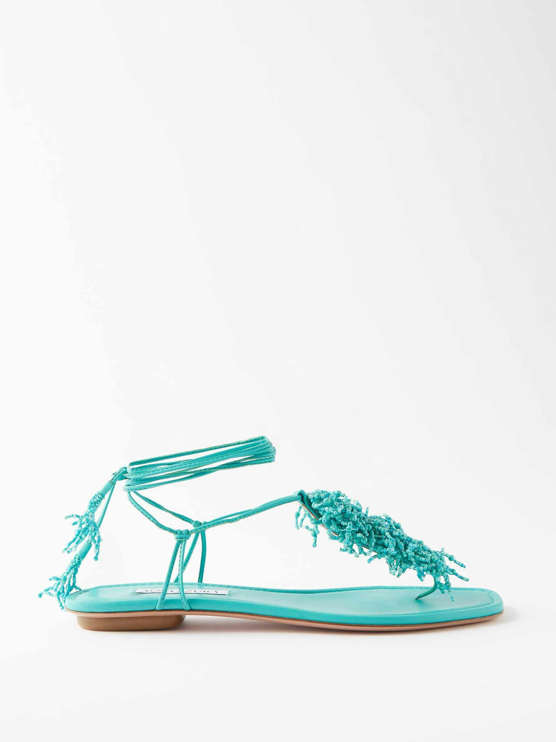 Turquoise flat sandals